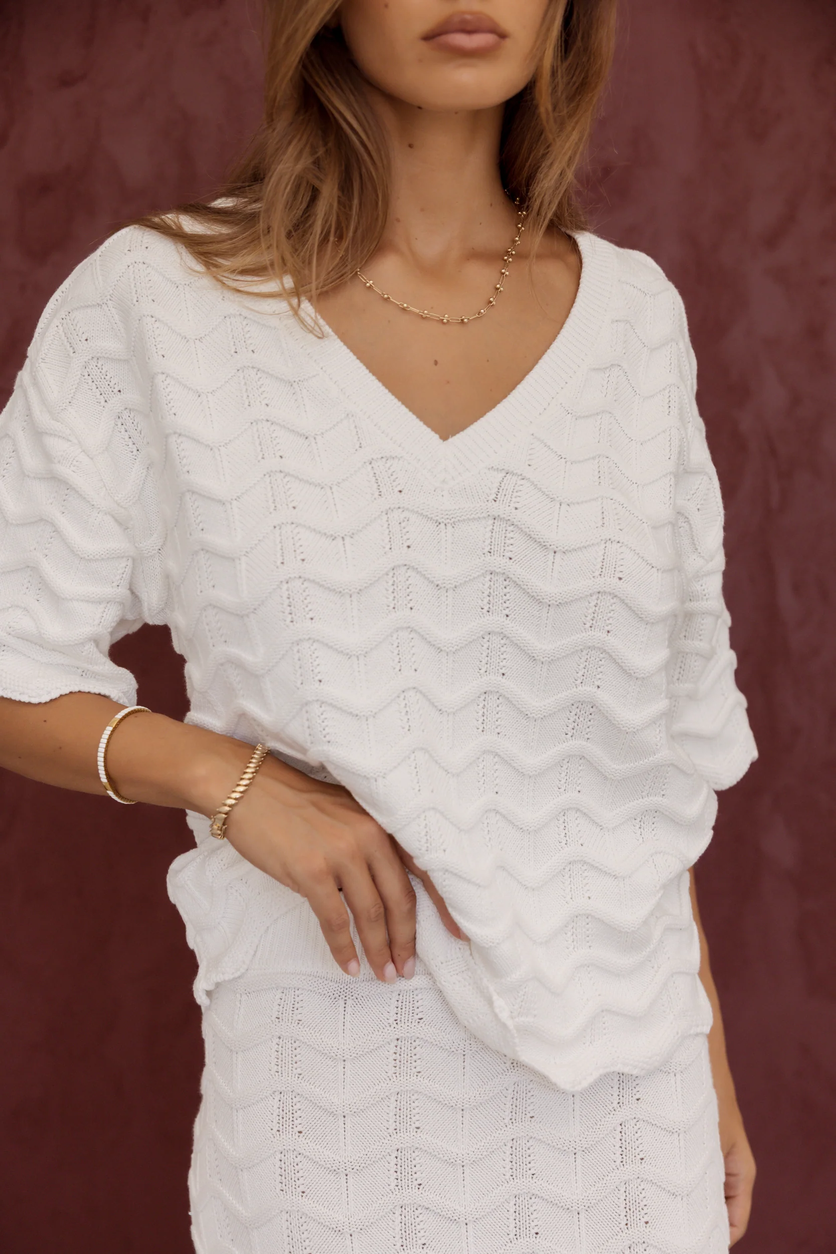 AGAPE Knit Top White - Image 3