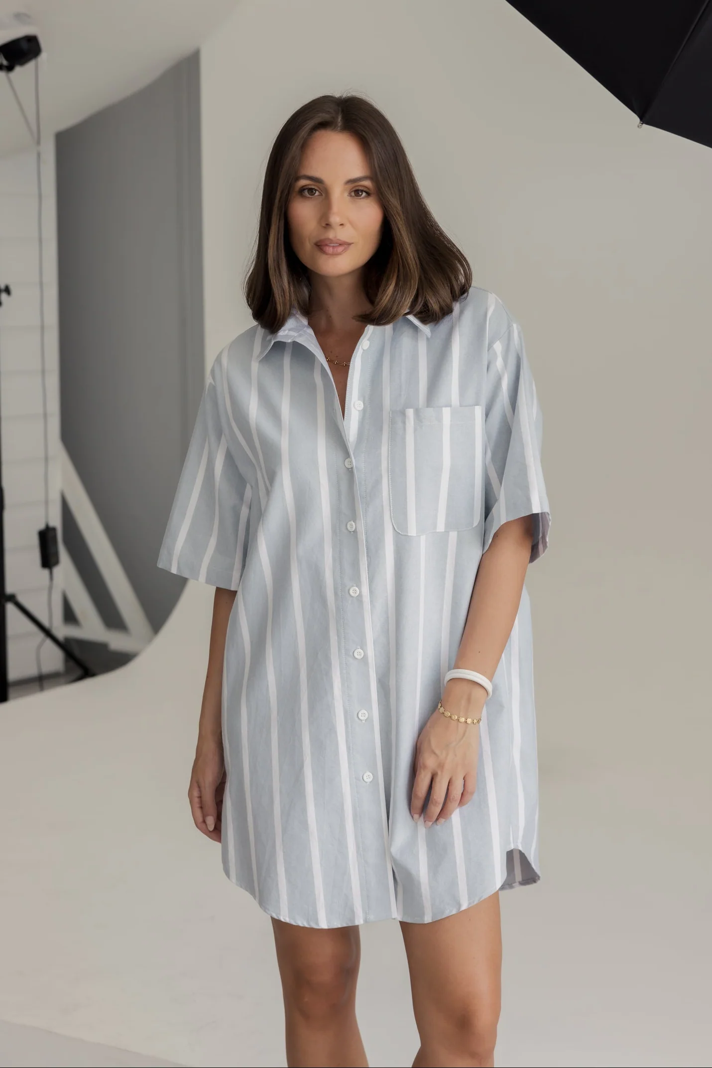 APEX Dress Chambray Sage Stripe