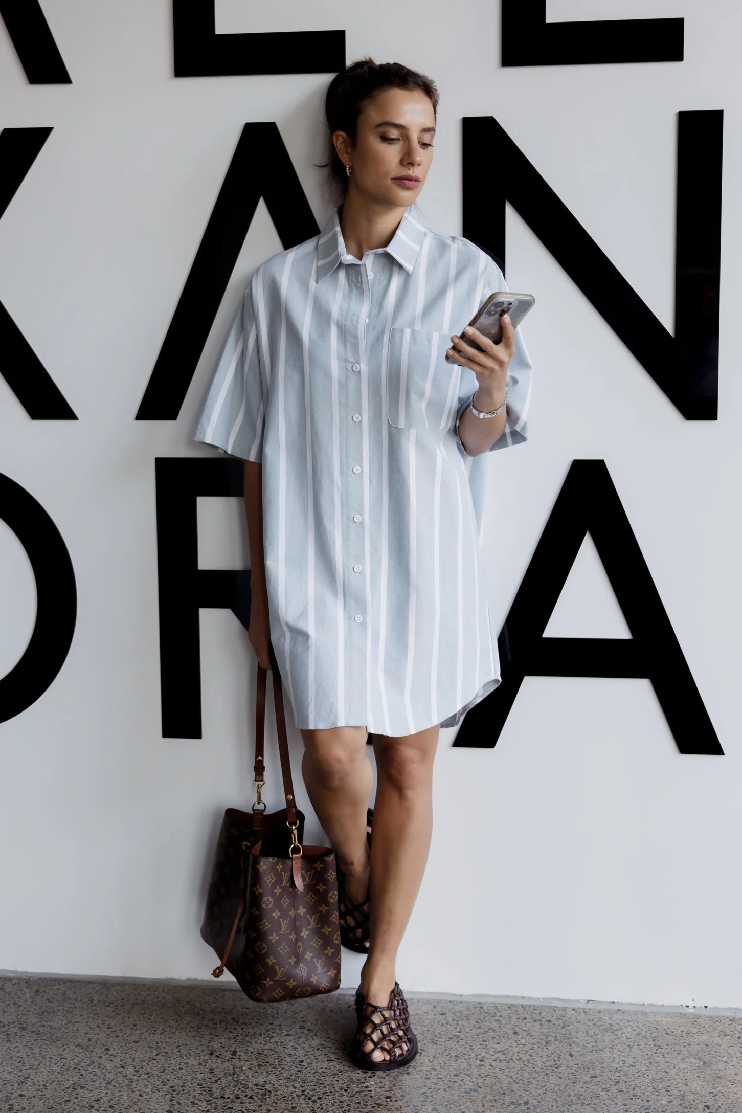 APEX Dress Chambray Sage Stripe - Image 2