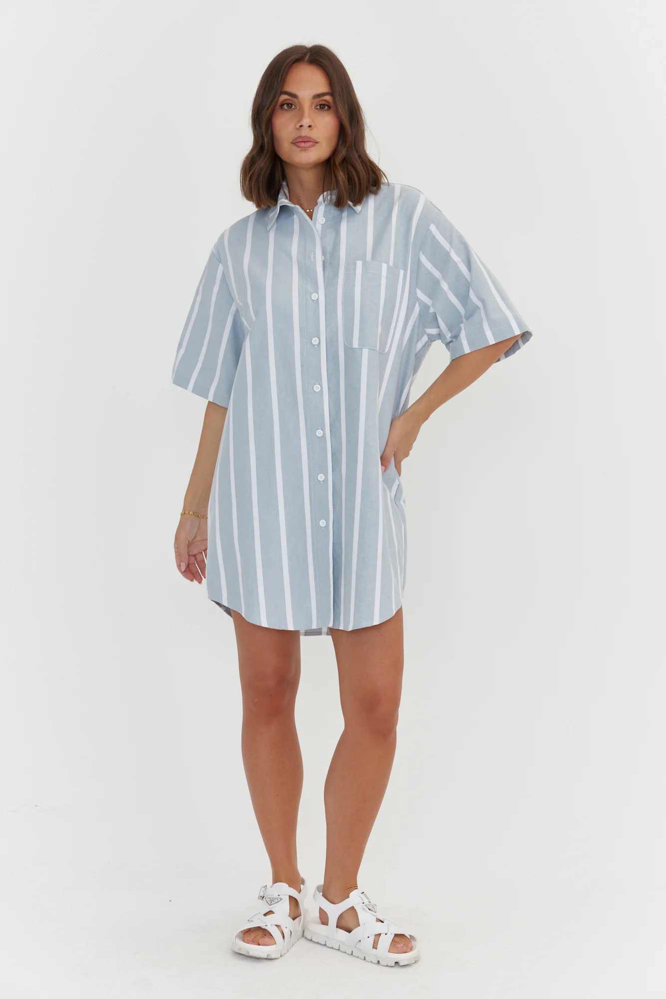 APEX Dress Chambray Sage Stripe - Image 5