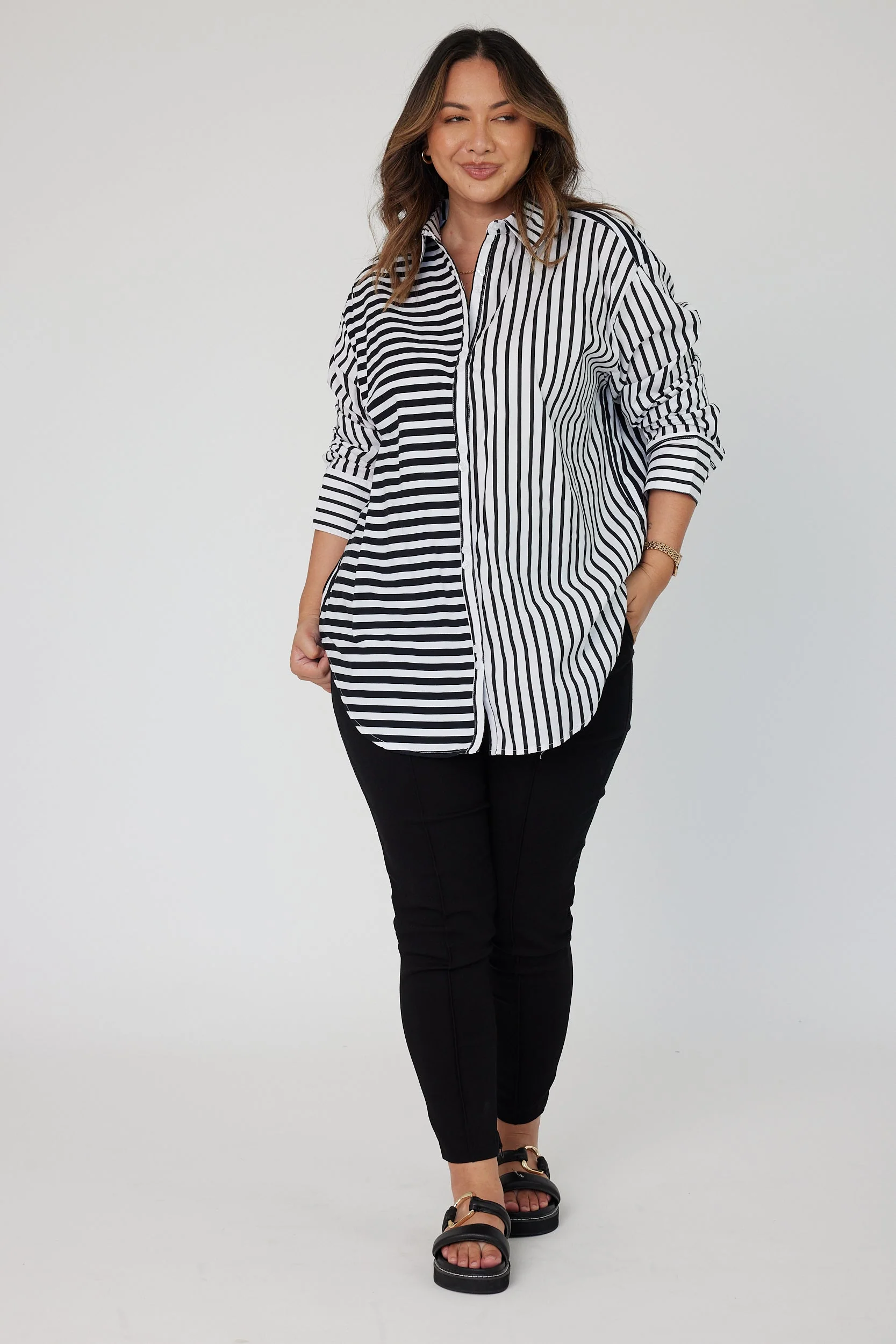 AUSTIN Shirt Mixed Stripe Black - Image 12
