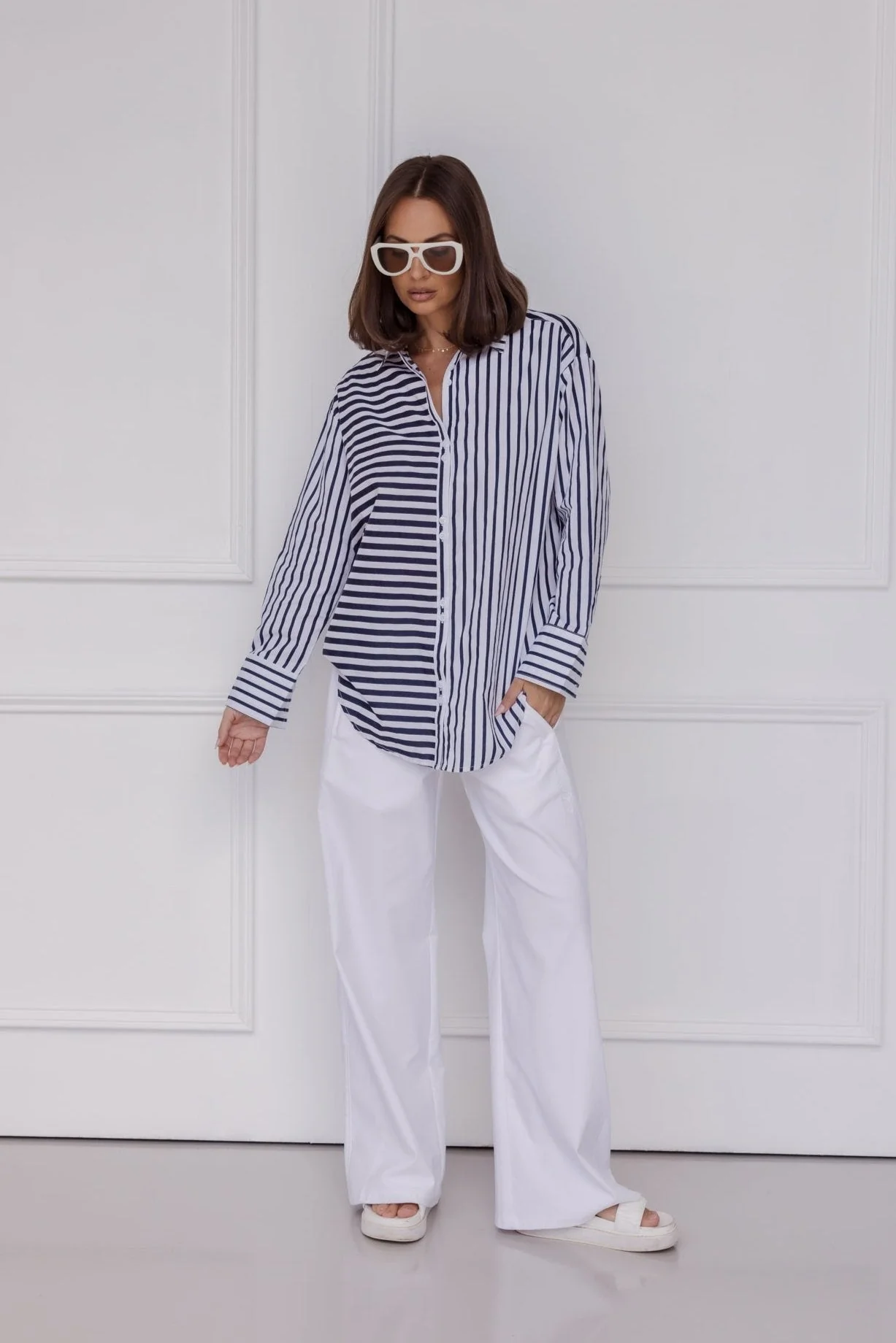 AUSTIN Shirt Mixed Stripe Navy - Image 3