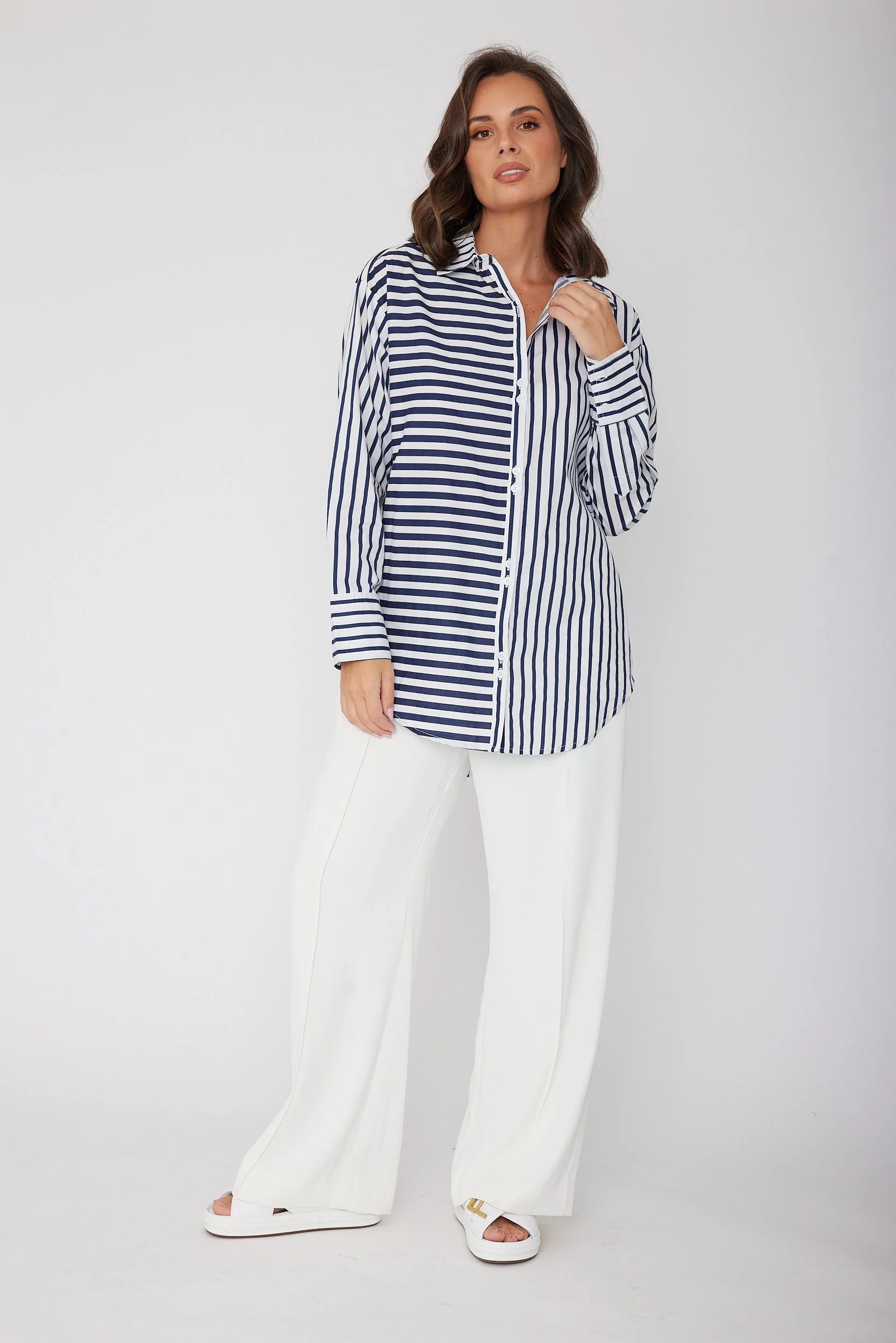 AUSTIN Shirt Mixed Stripe Navy - Image 5