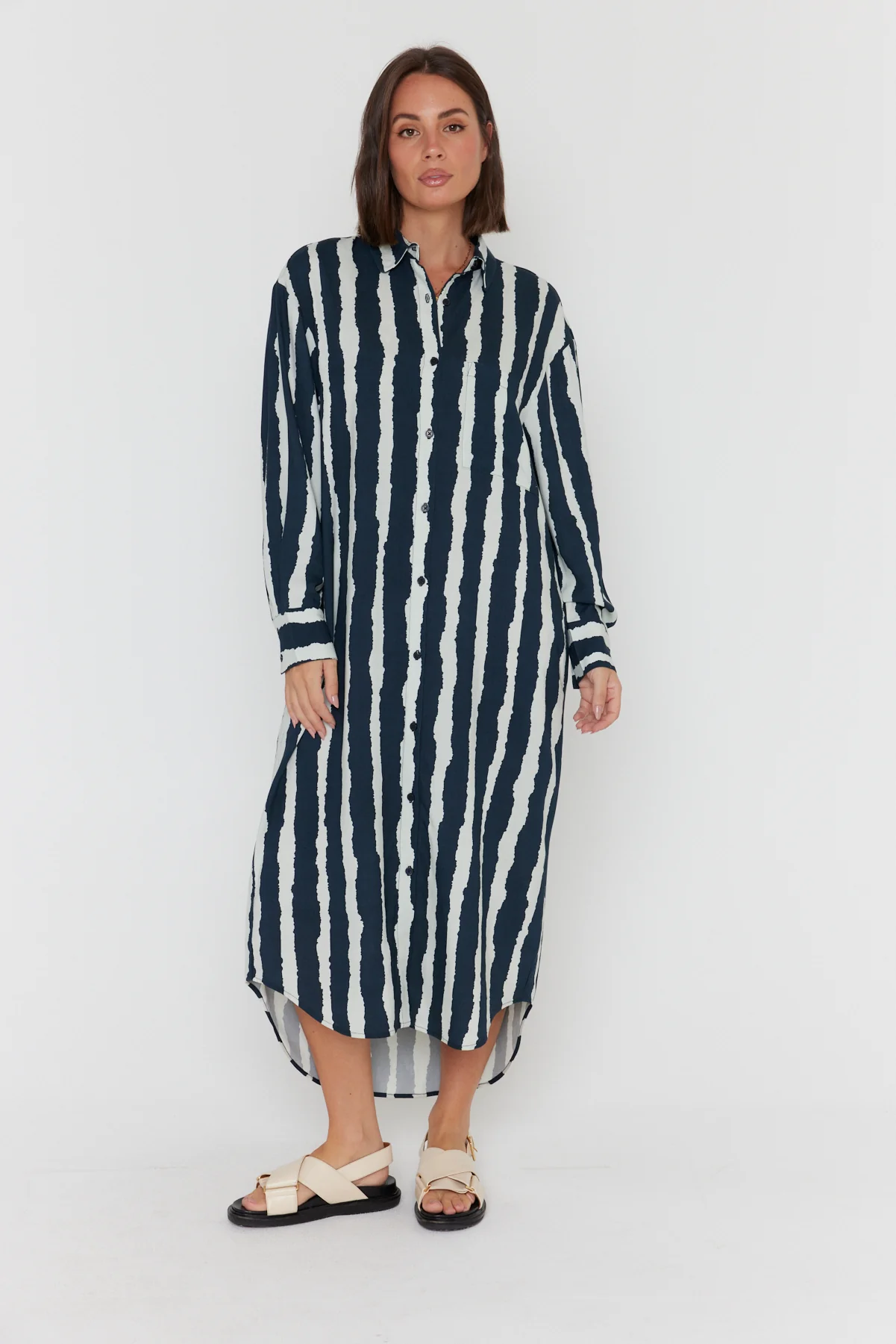 BANTAS Dress Navy Textured Stripe - Image 5