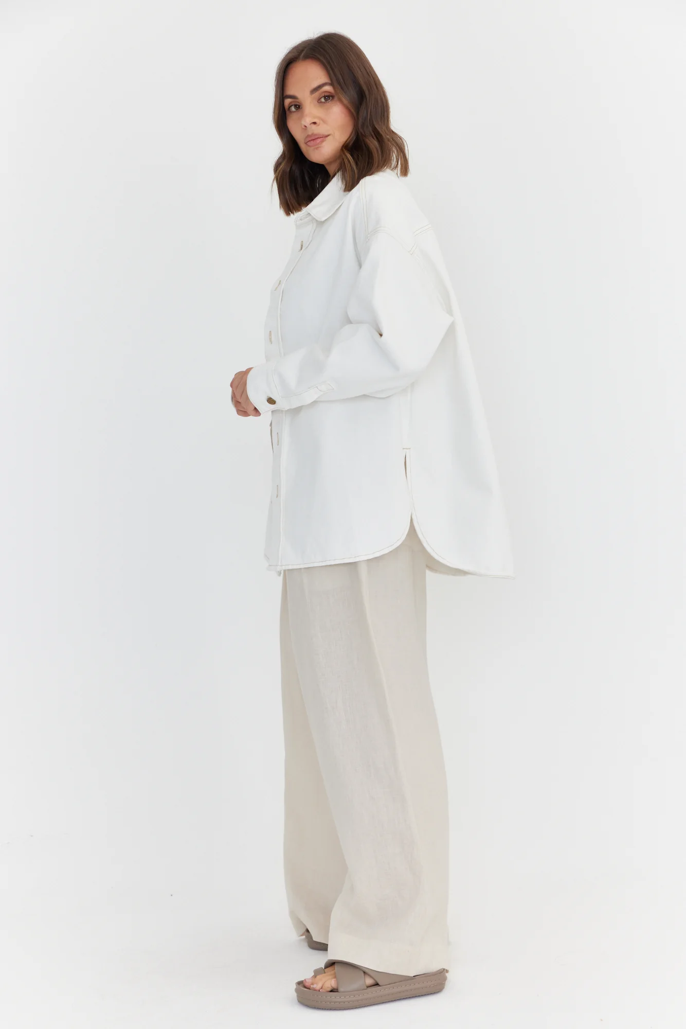 BASEN Shacket White Denim - Image 10