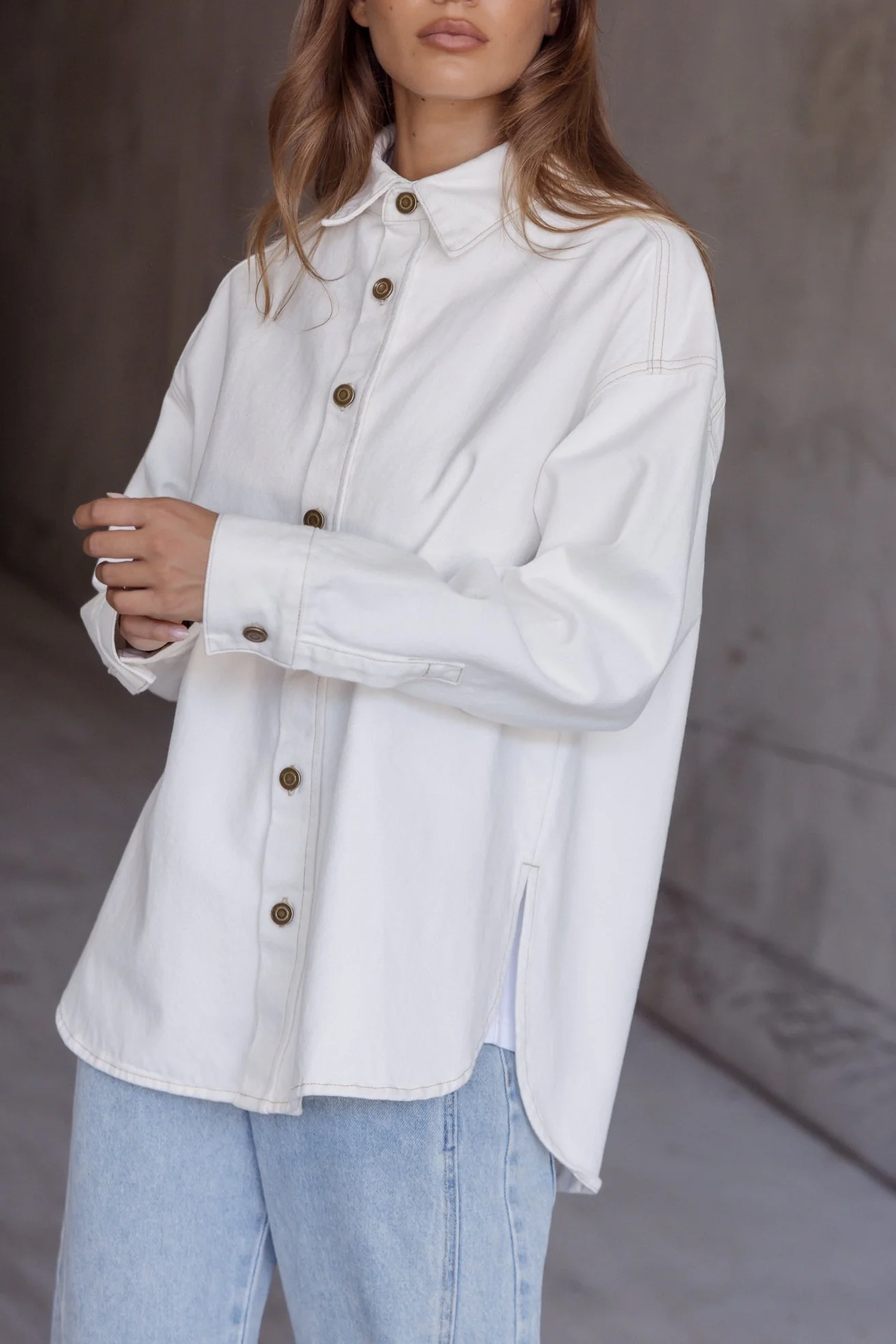 BASEN Shacket White Denim - Image 2