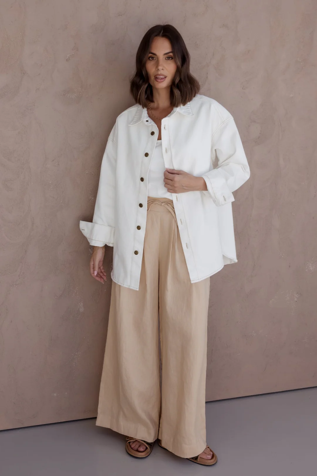 BASEN Shacket White Denim - Image 4