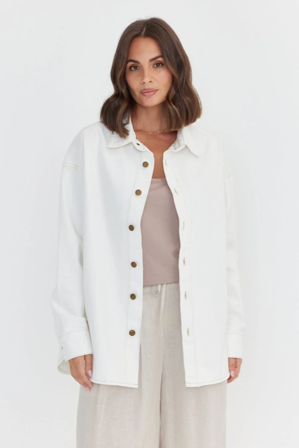 BASEN Shacket White Denim - Image 6