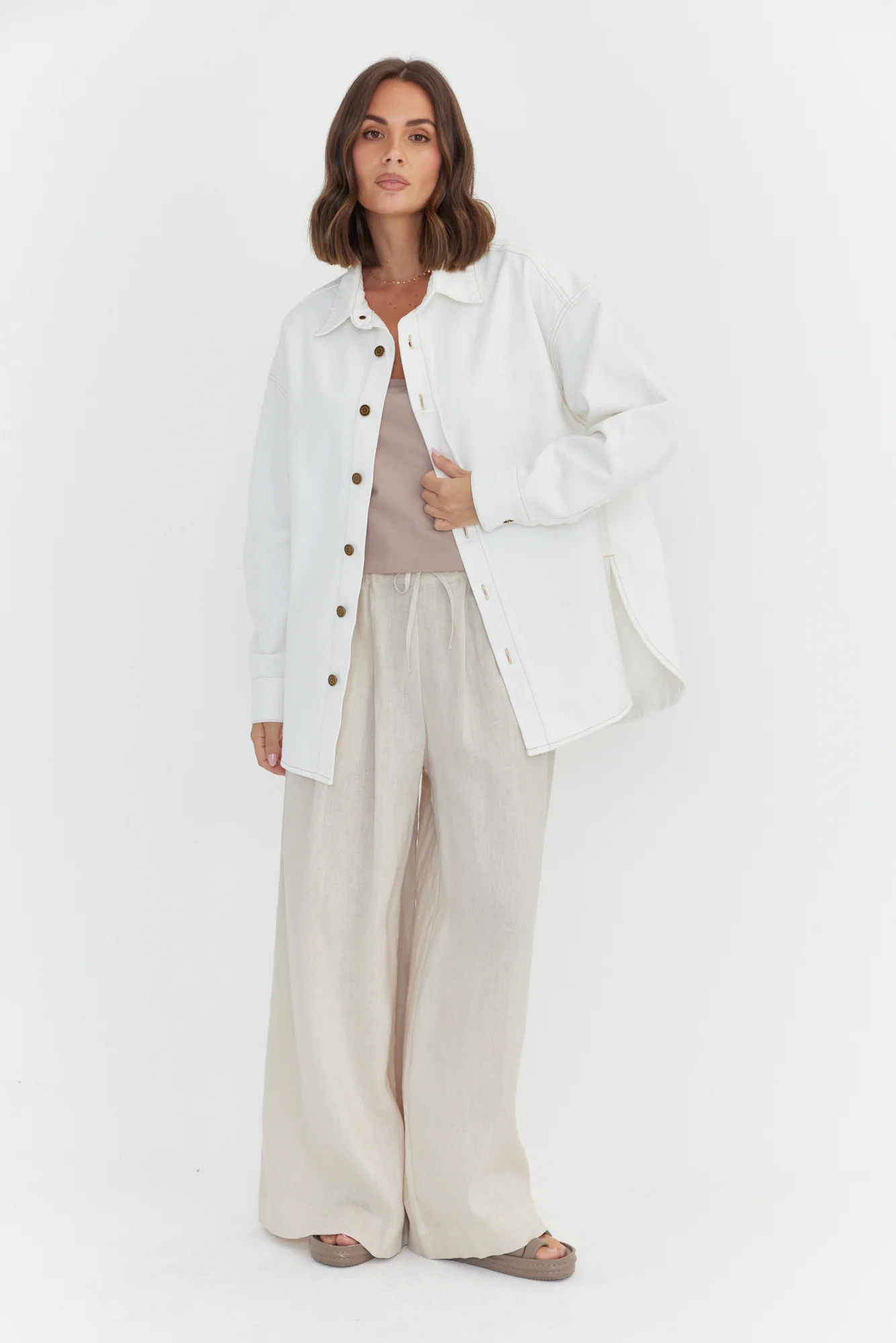 BASEN Shacket White Denim - Image 7