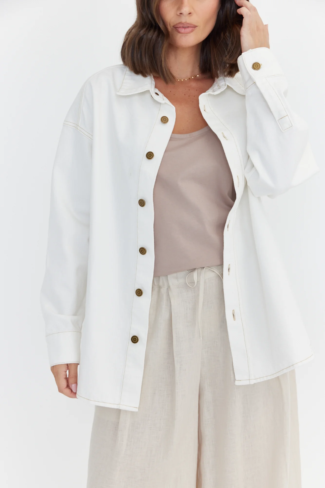 BASEN Shacket White Denim - Image 9
