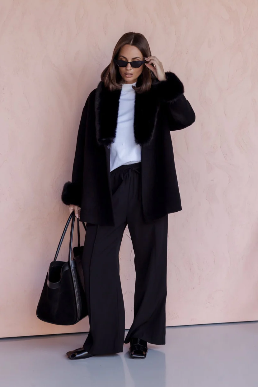 CARLO Faux Coat Black - Image 2