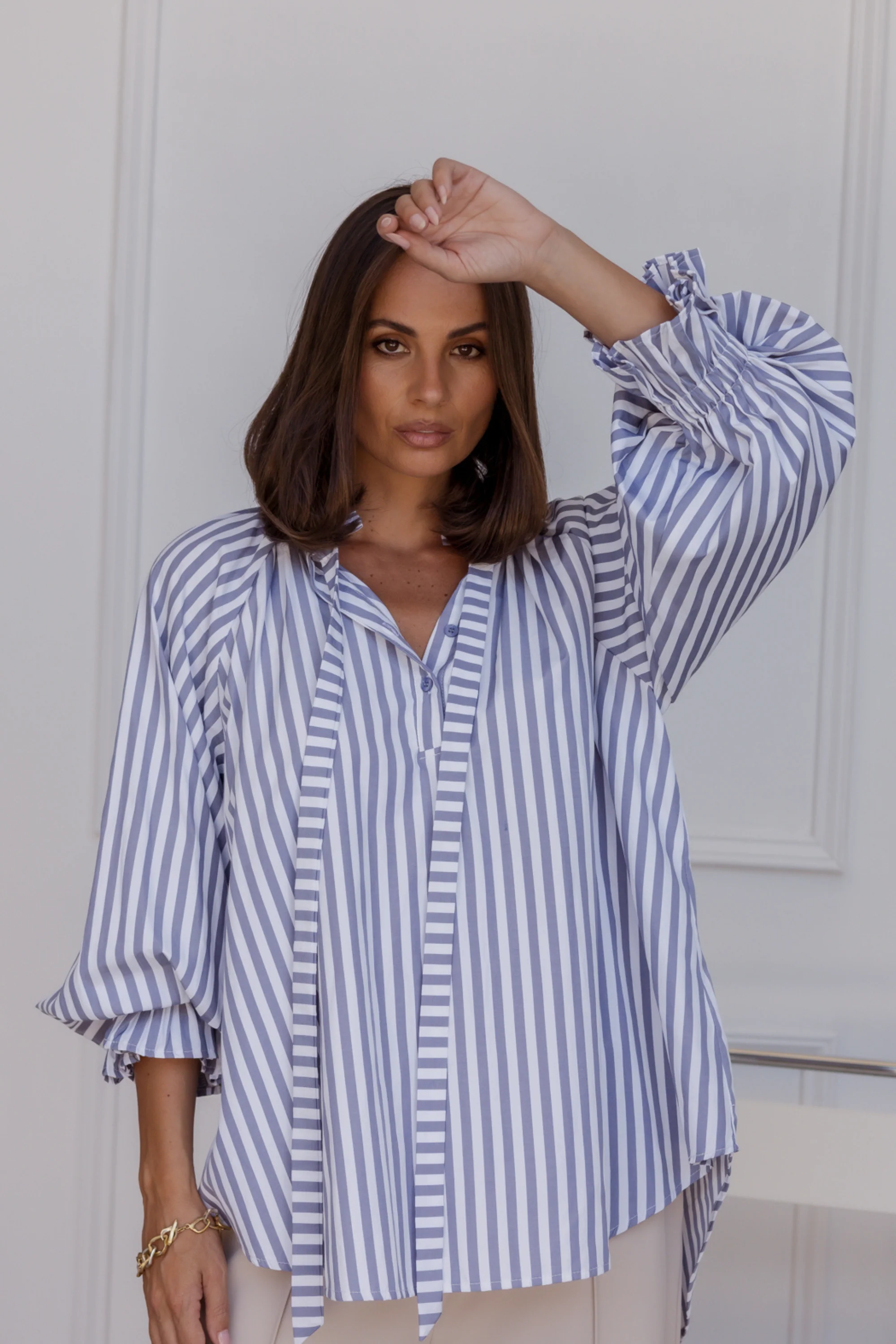 DANILL Blouse Grey Stripe - Image 2