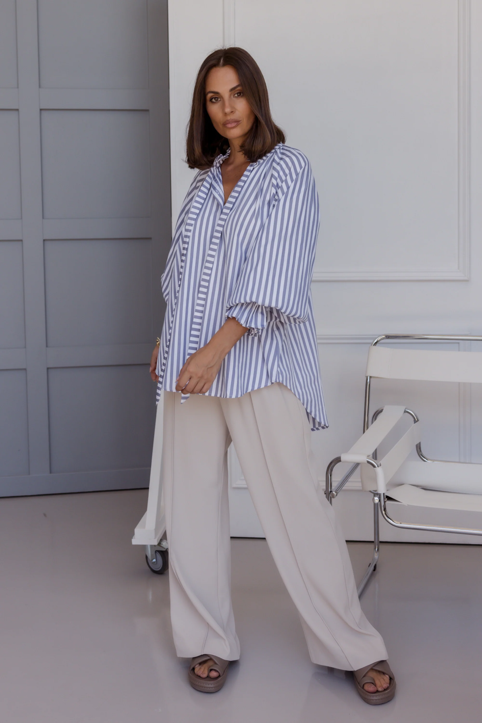 DANILL Blouse Grey Stripe - Image 3