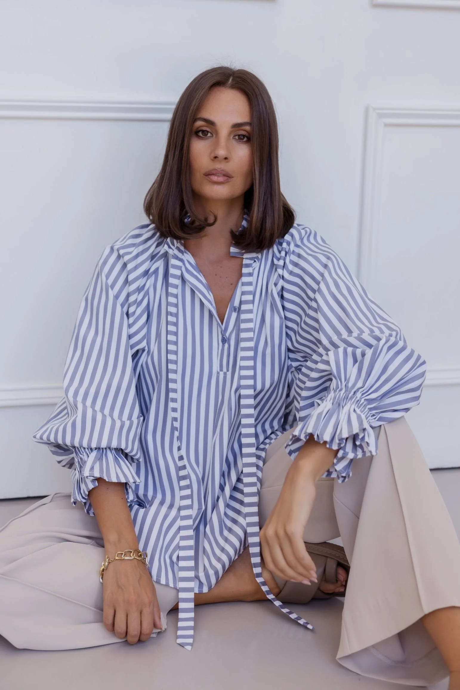 DANILL Blouse Grey Stripe - Image 4