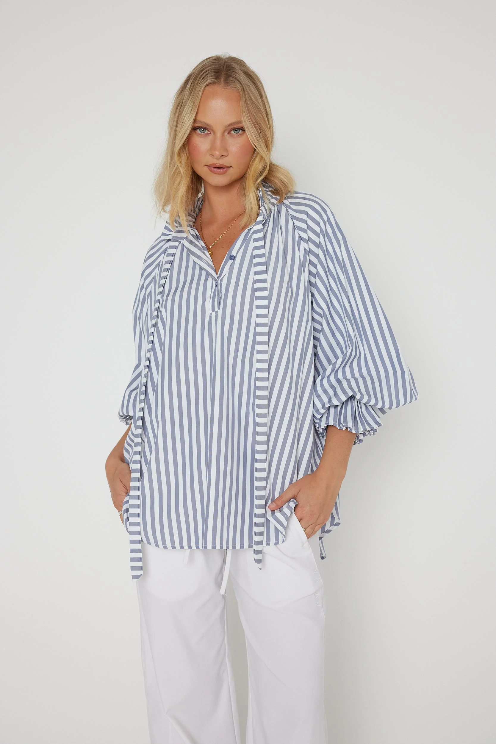 DANILL Blouse Grey Stripe - Image 6