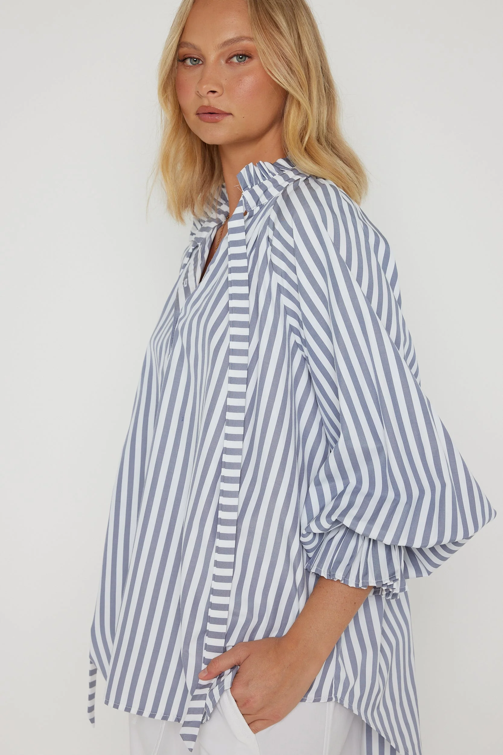 DANILL Blouse Grey Stripe - Image 7