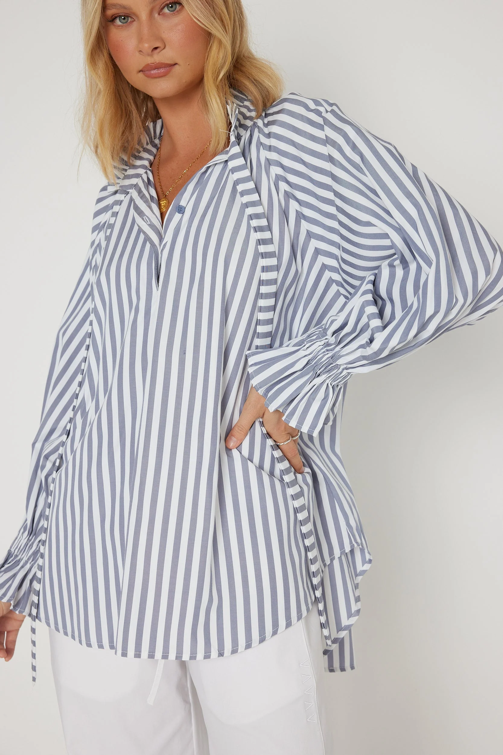 DANILL Blouse Grey Stripe - Image 8