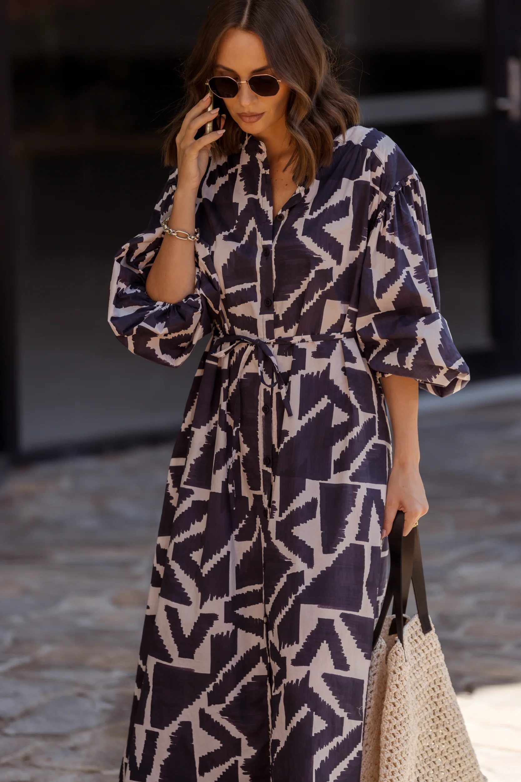 JACK Dress Navy Geo Print - Image 2