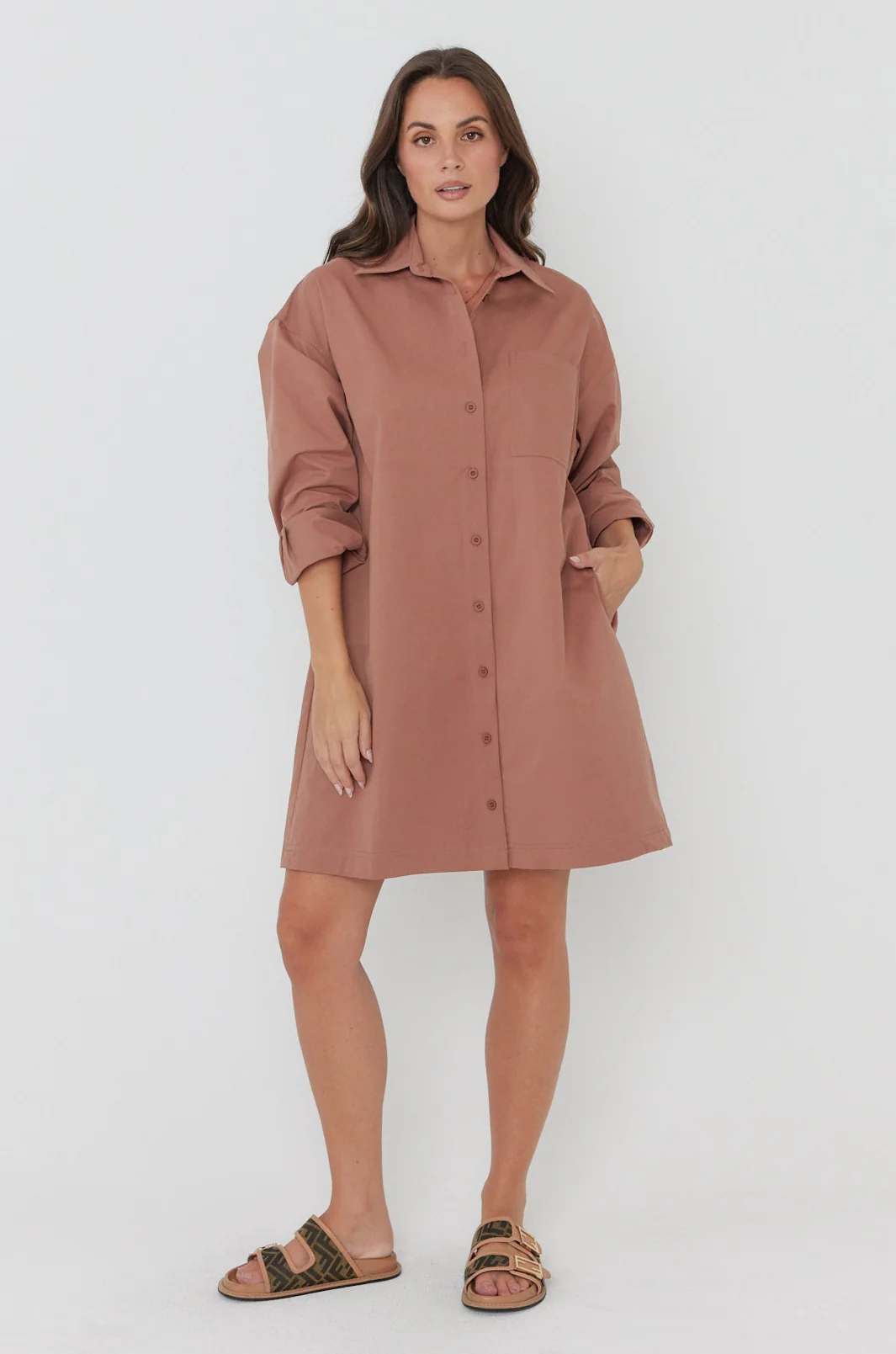 JETT Mini Dress Mahogany - Image 7