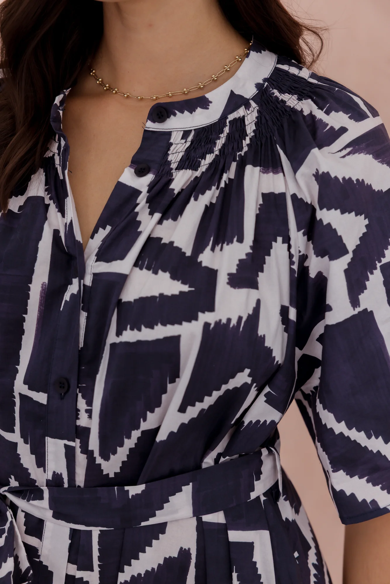 KITTO Dress Navy Geo Print - Image 6