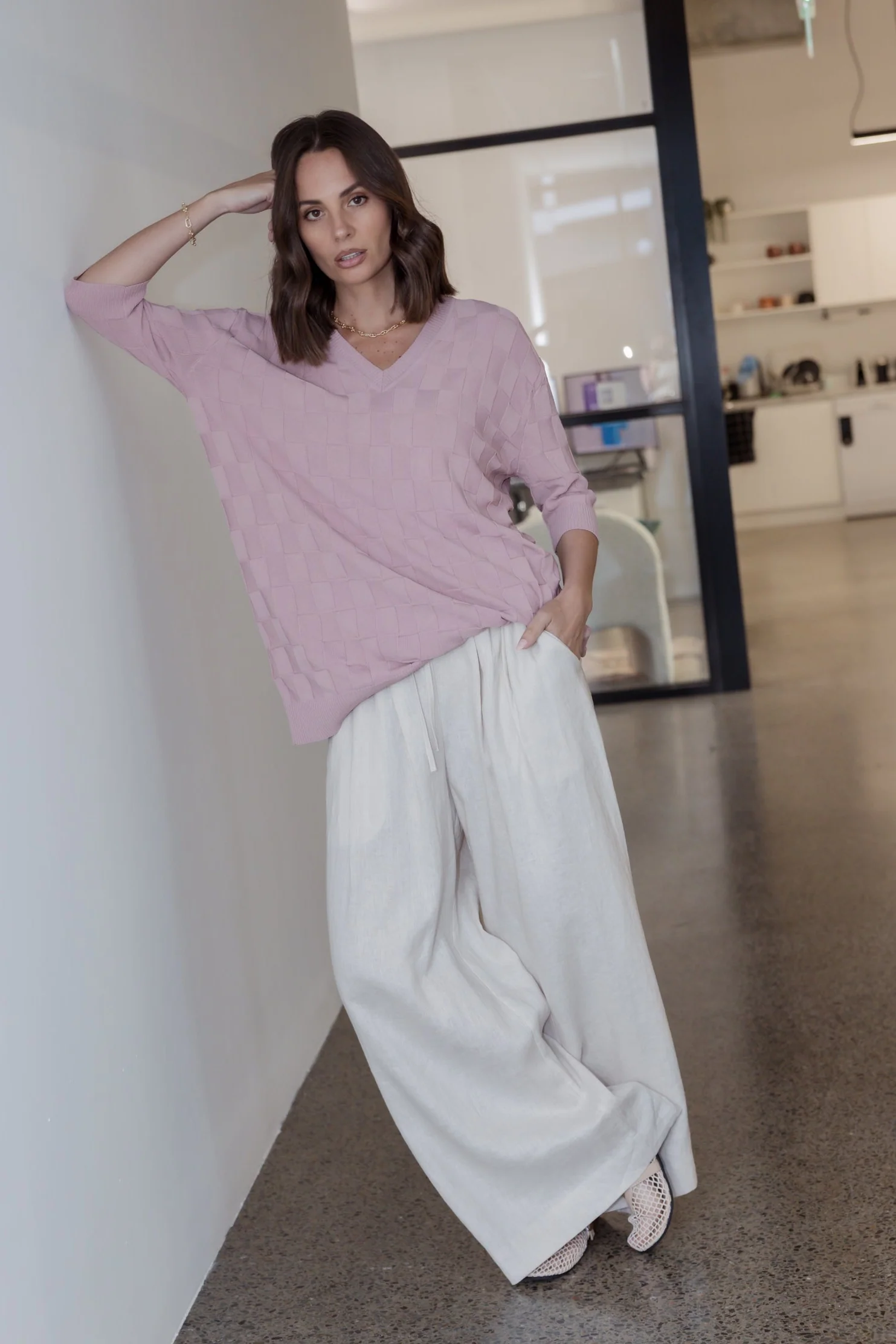 LUX V Knit Top Dusty Pink - Image 2