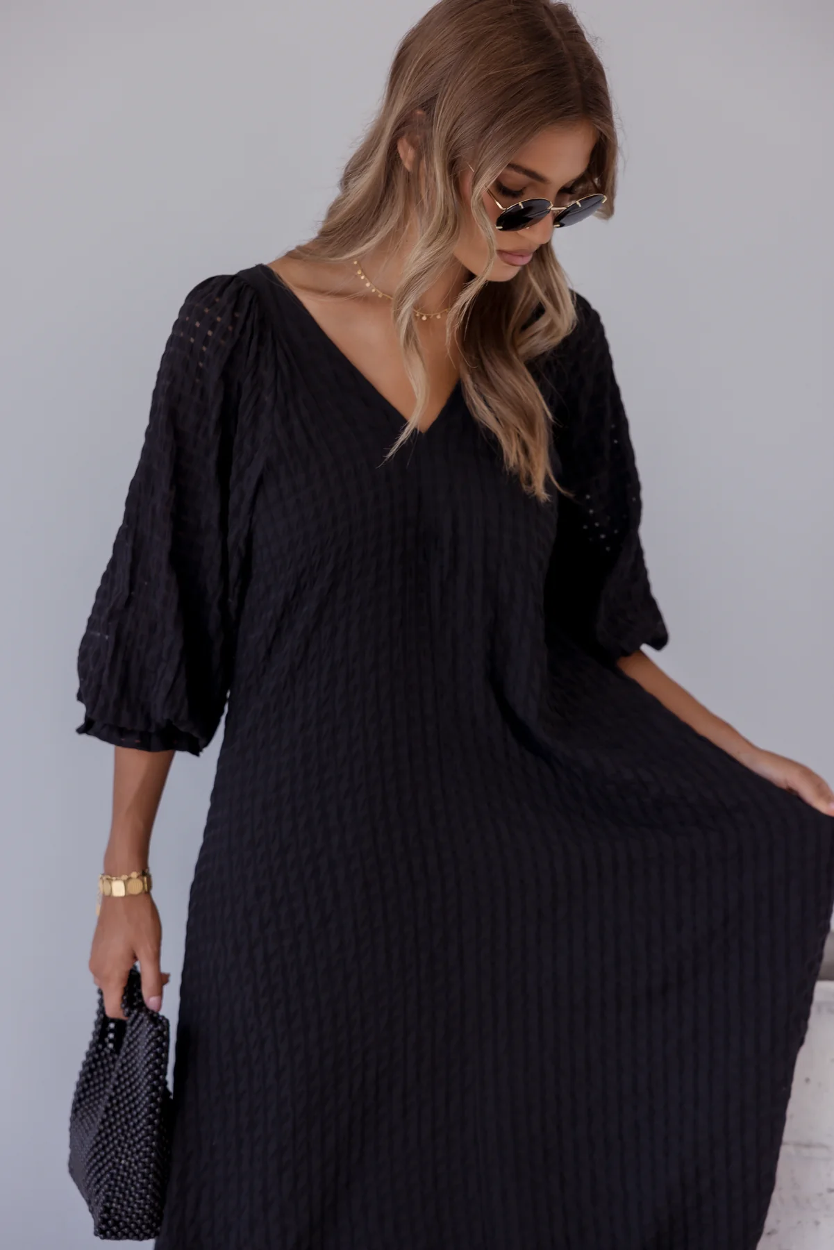 MADERO Dress Chequer Black - Image 5