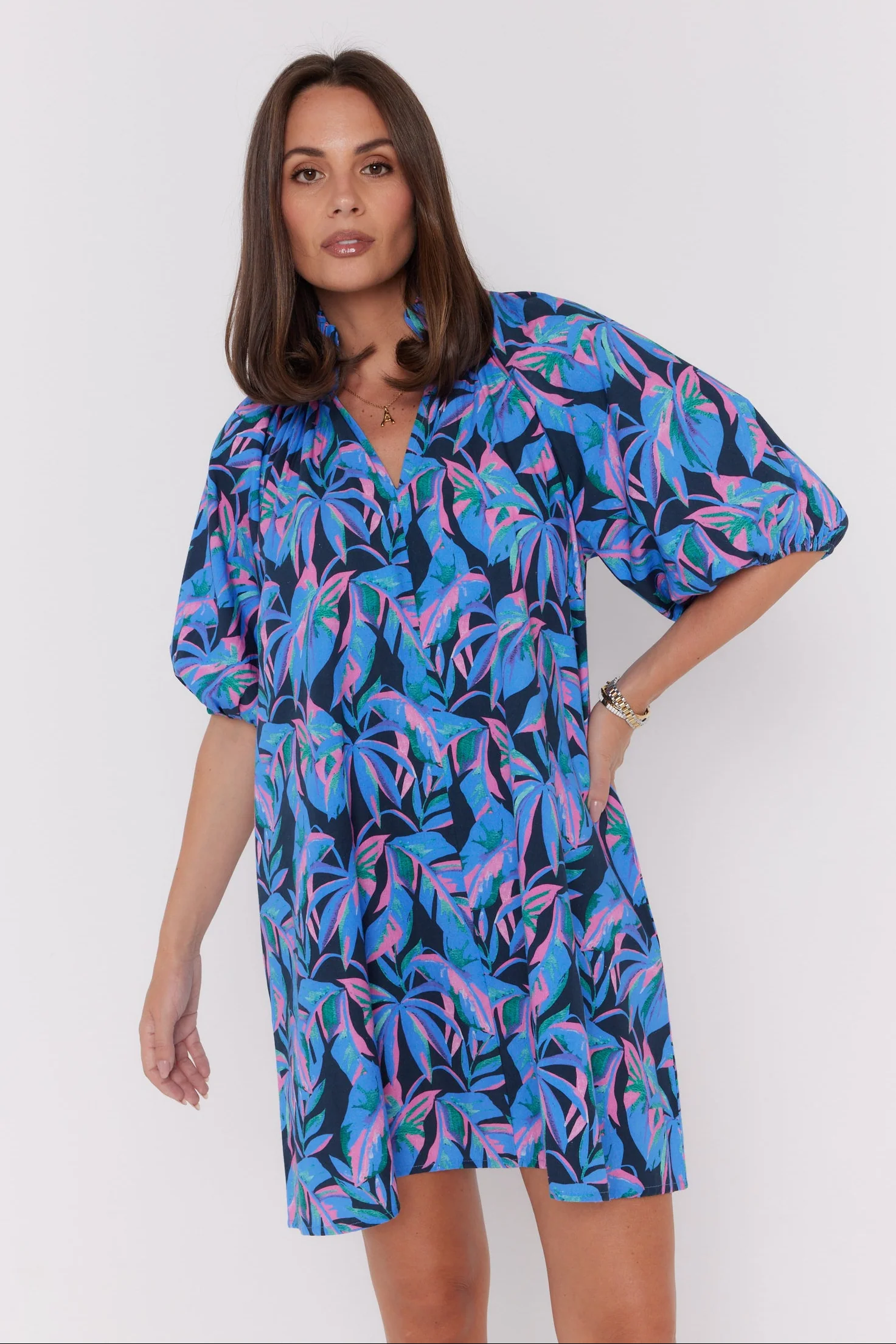 MALTA Dress Navy Floral Print - Image 8