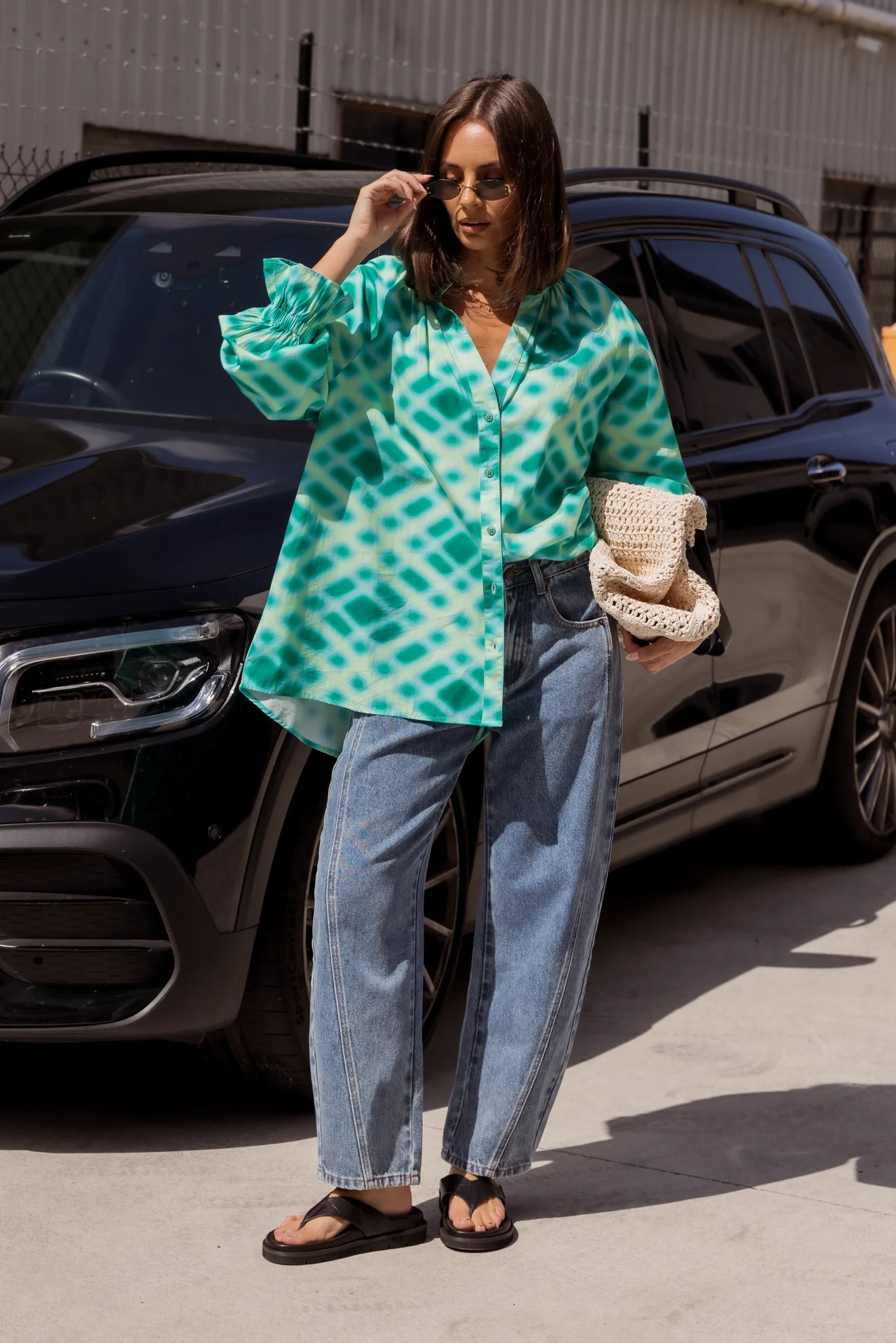 MEEKA Blouse Emerald Crosshatch - Image 4