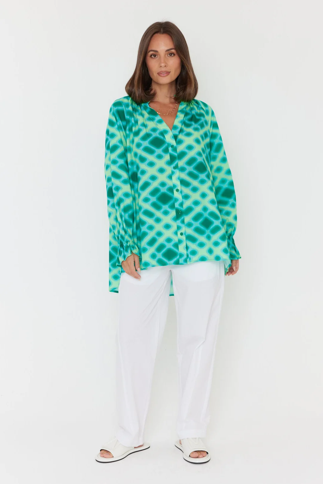 MEEKA Blouse Emerald Crosshatch - Image 6