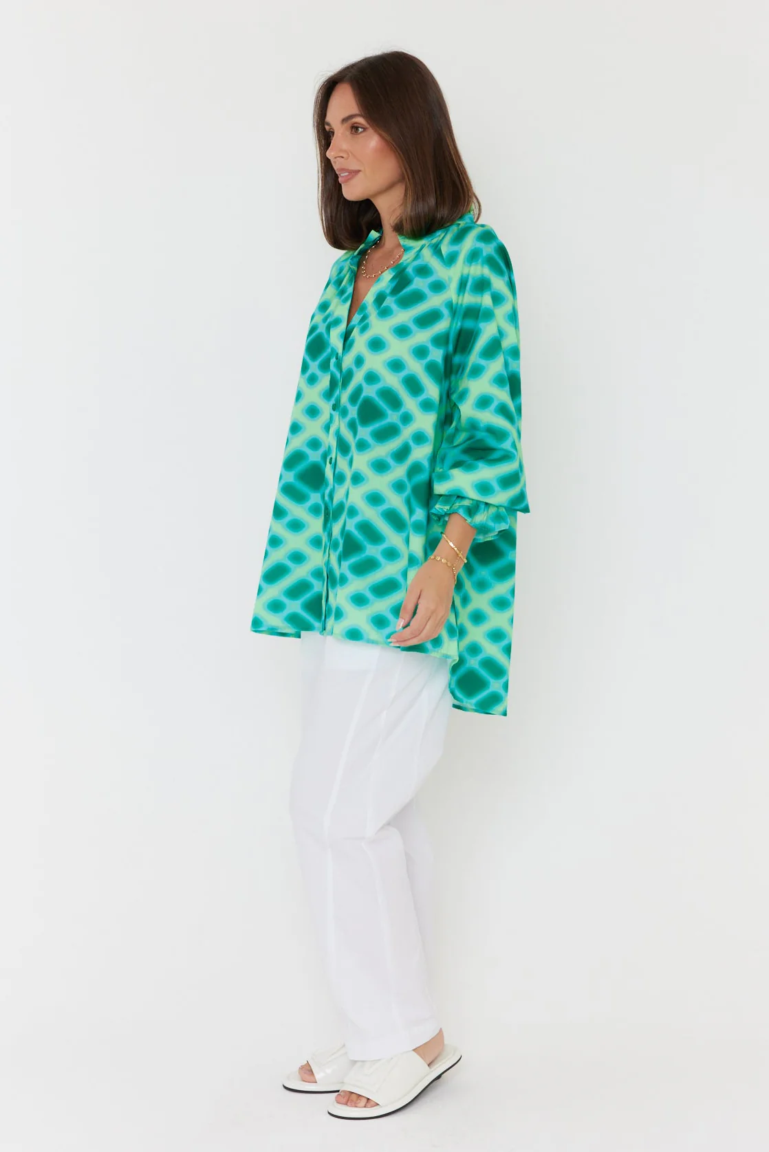 MEEKA Blouse Emerald Crosshatch - Image 8
