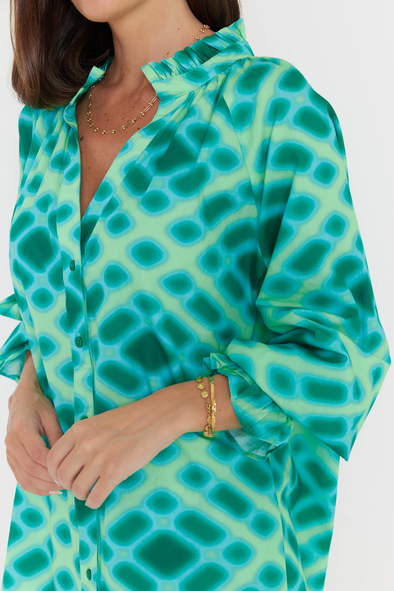 MEEKA Blouse Emerald Crosshatch - Image 9