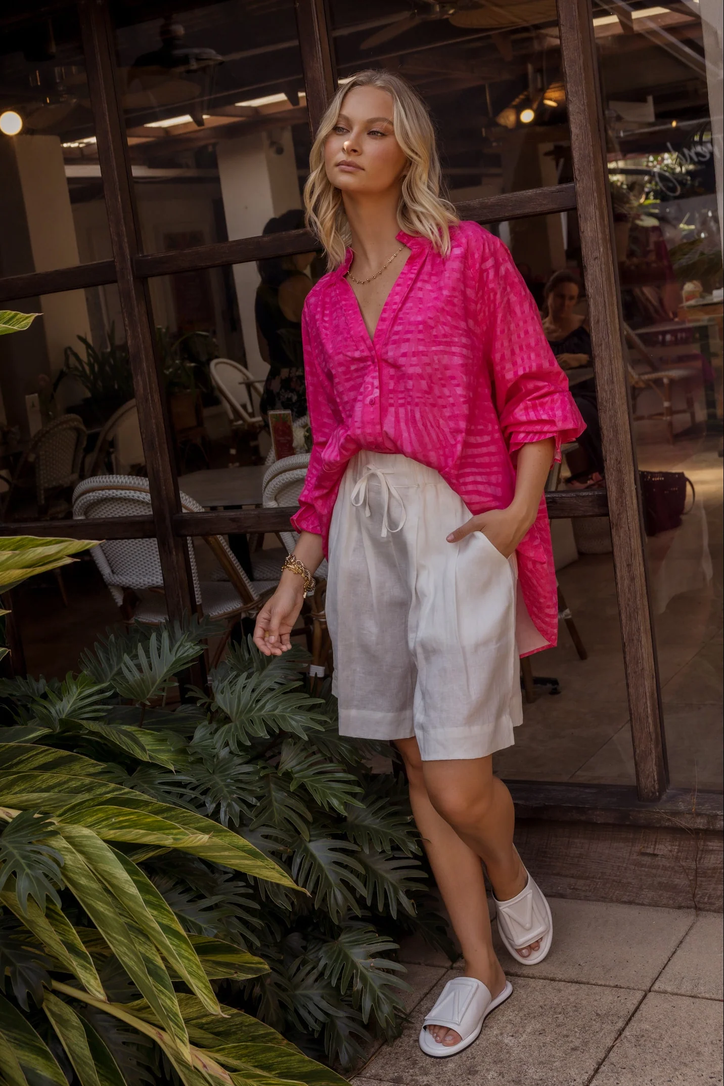MEEKA Blouse Hot Pink Brush Stoke - Image 4