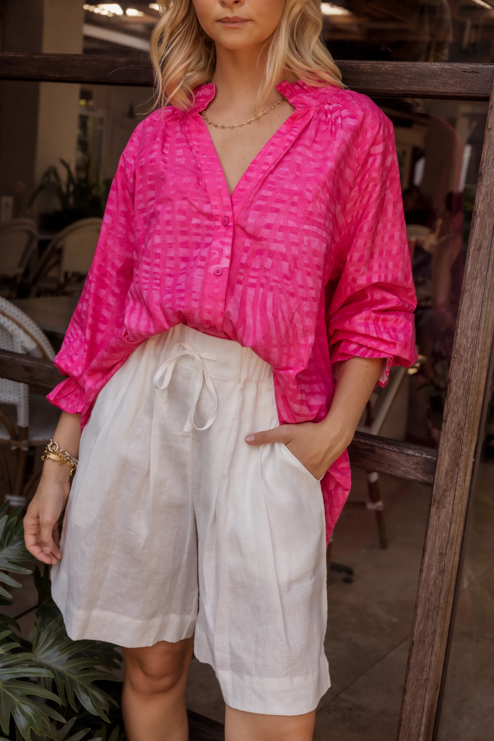 MEEKA Blouse Hot Pink Brush Stoke - Image 5