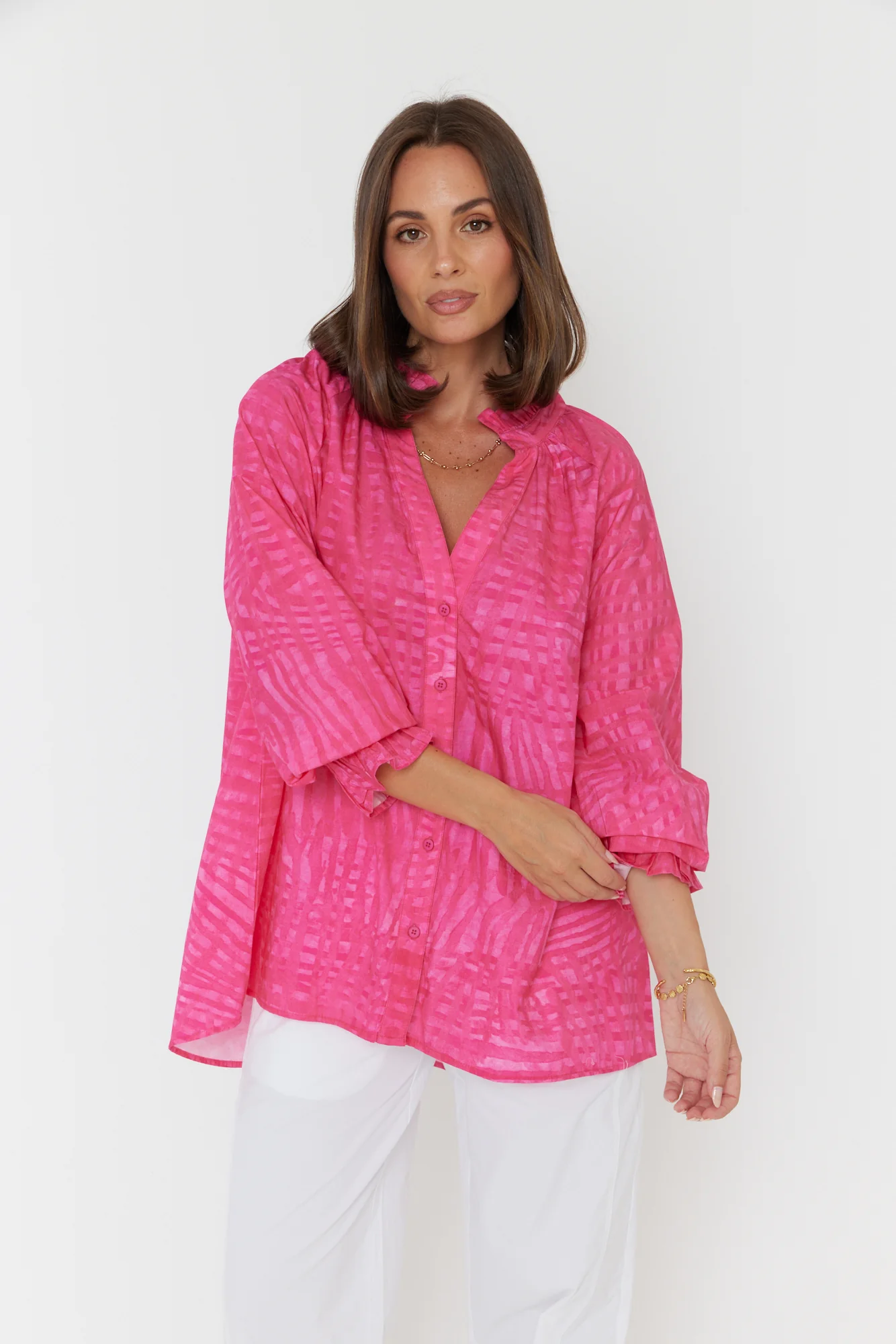 MEEKA Blouse Hot Pink Brush Stoke - Image 6