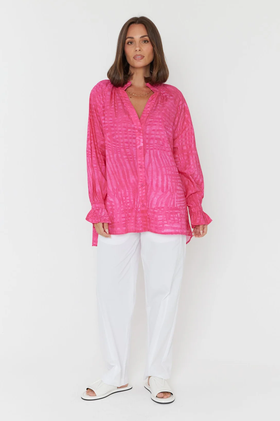 MEEKA Blouse Hot Pink Brush Stoke - Image 7