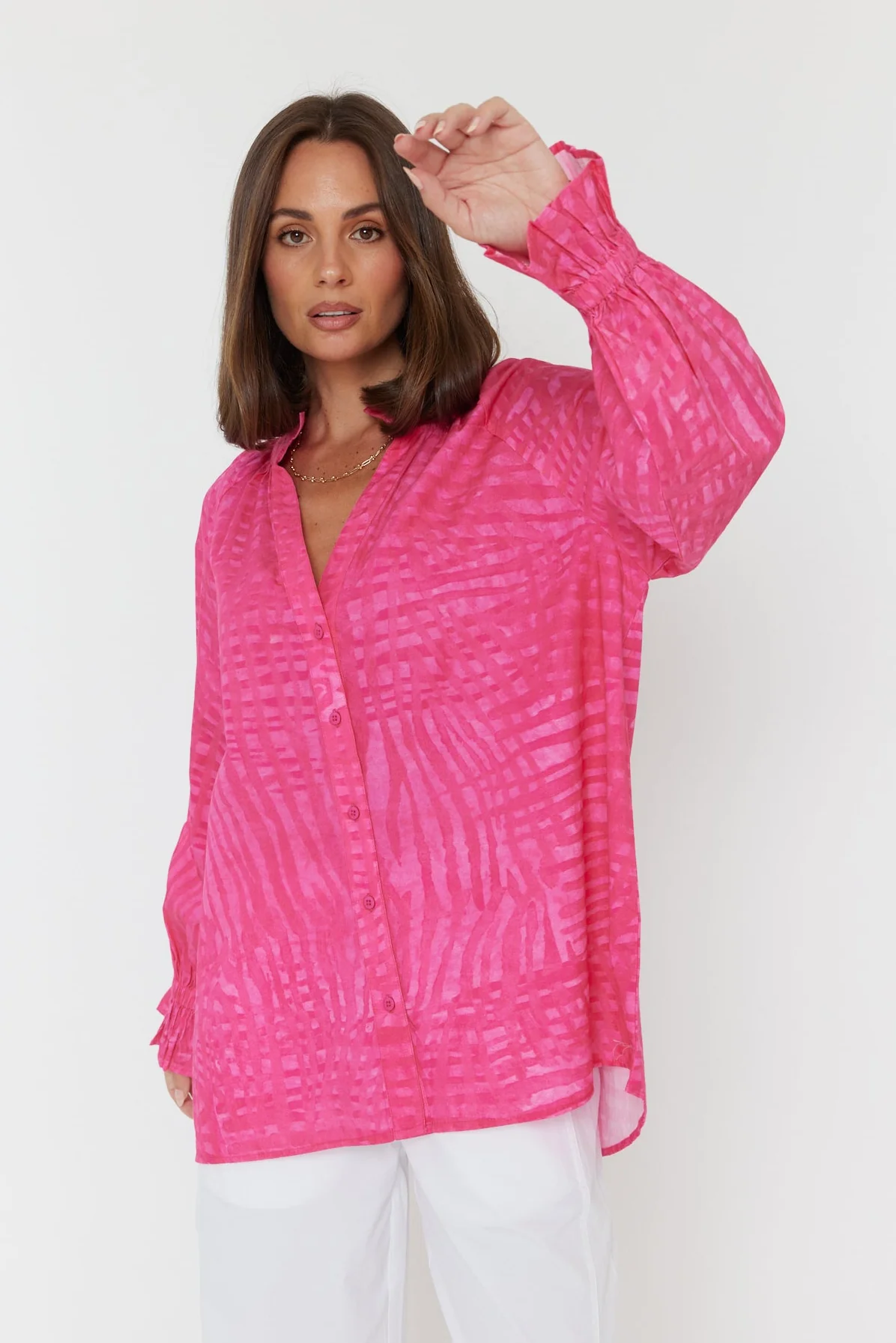 MEEKA Blouse Hot Pink Brush Stoke - Image 8