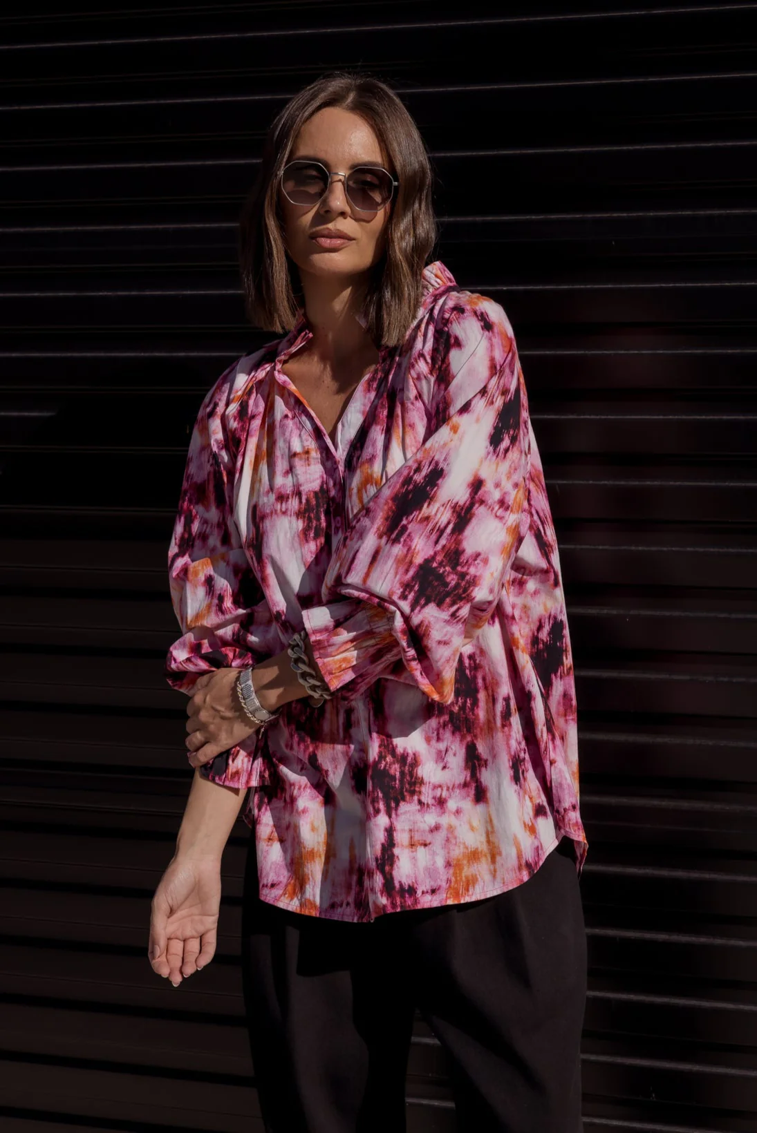 MEEKA Blouse Pink Textured Print - Image 3