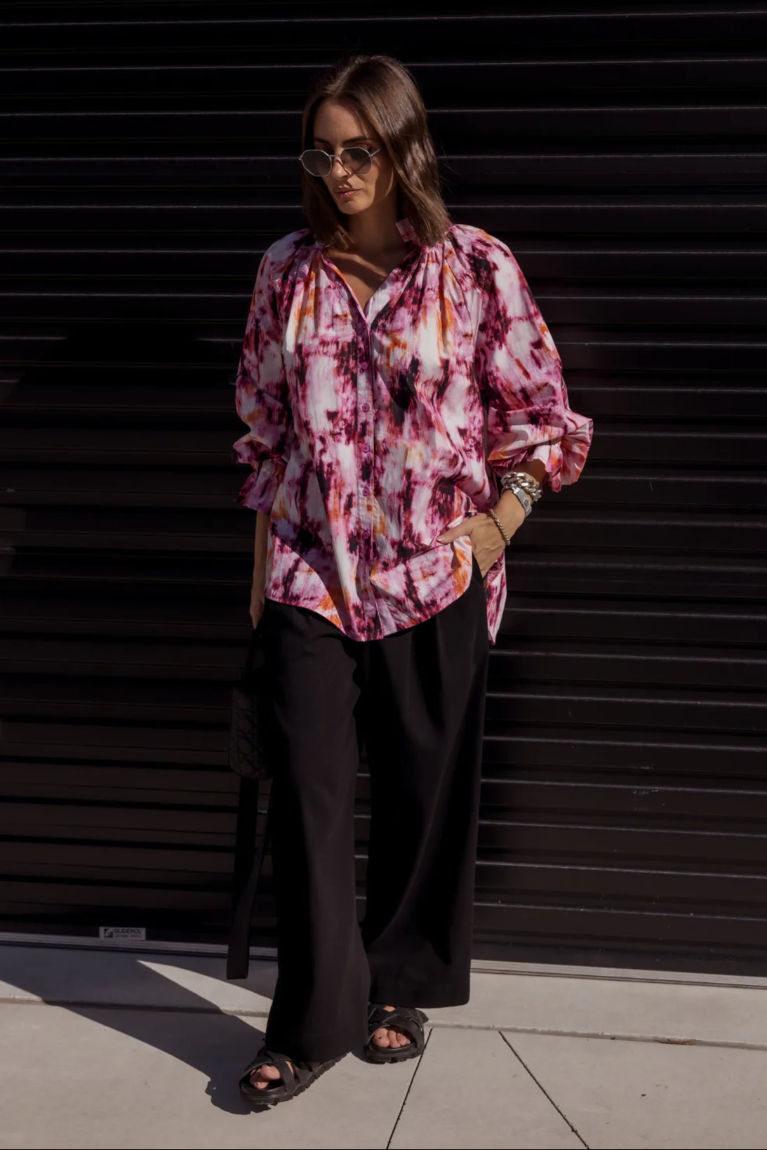 MEEKA Blouse Pink Textured Print - Image 4