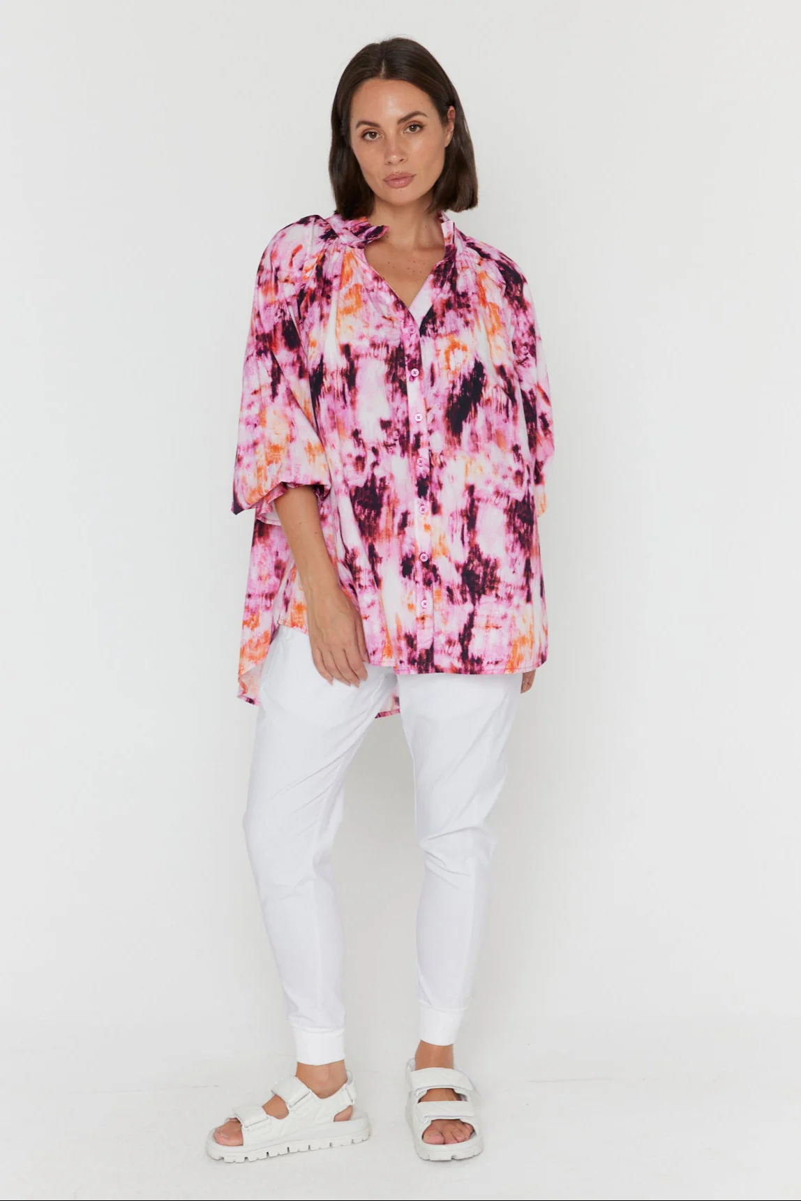 MEEKA Blouse Pink Textured Print - Image 5