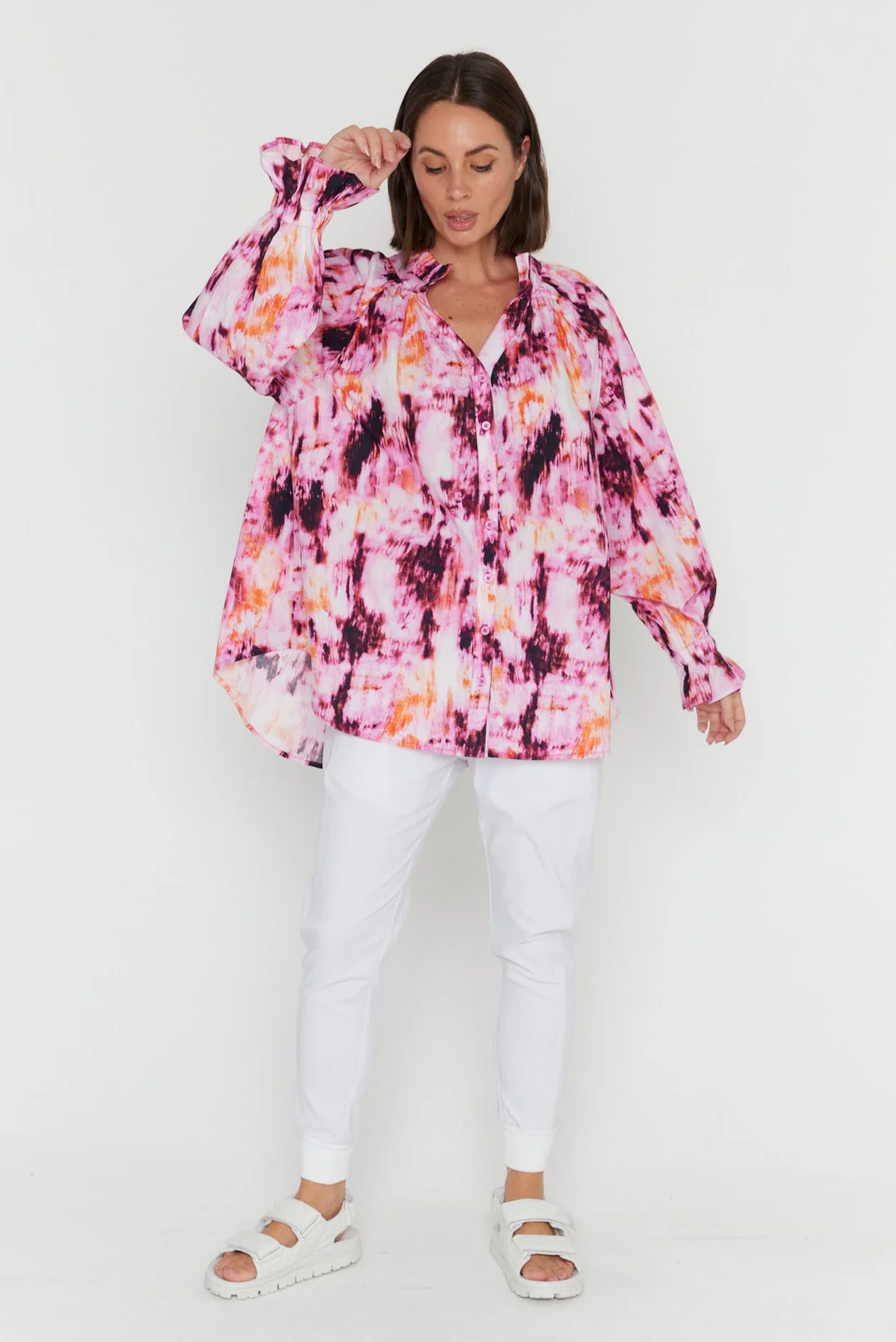 MEEKA Blouse Pink Textured Print - Image 6