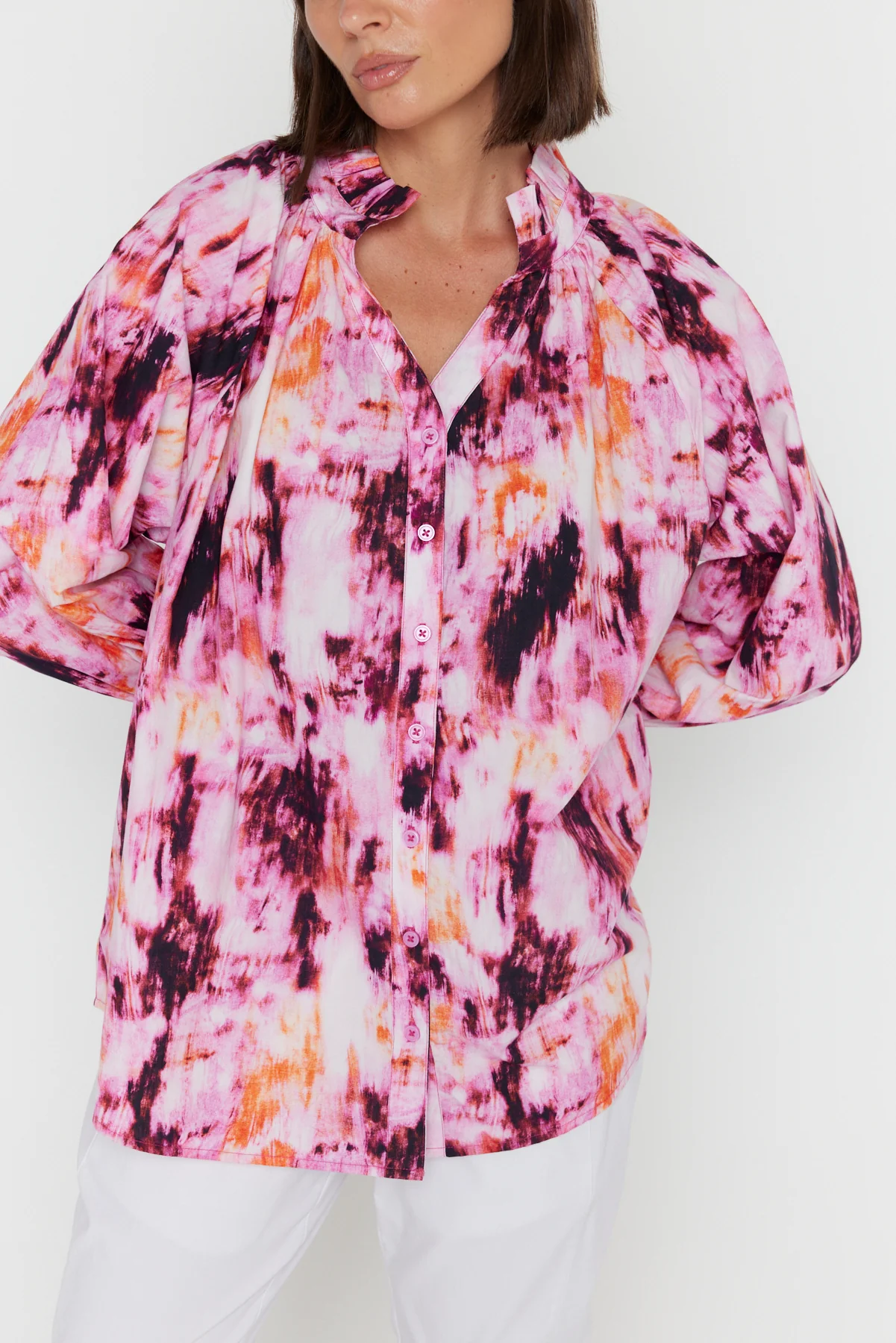 MEEKA Blouse Pink Textured Print - Image 7
