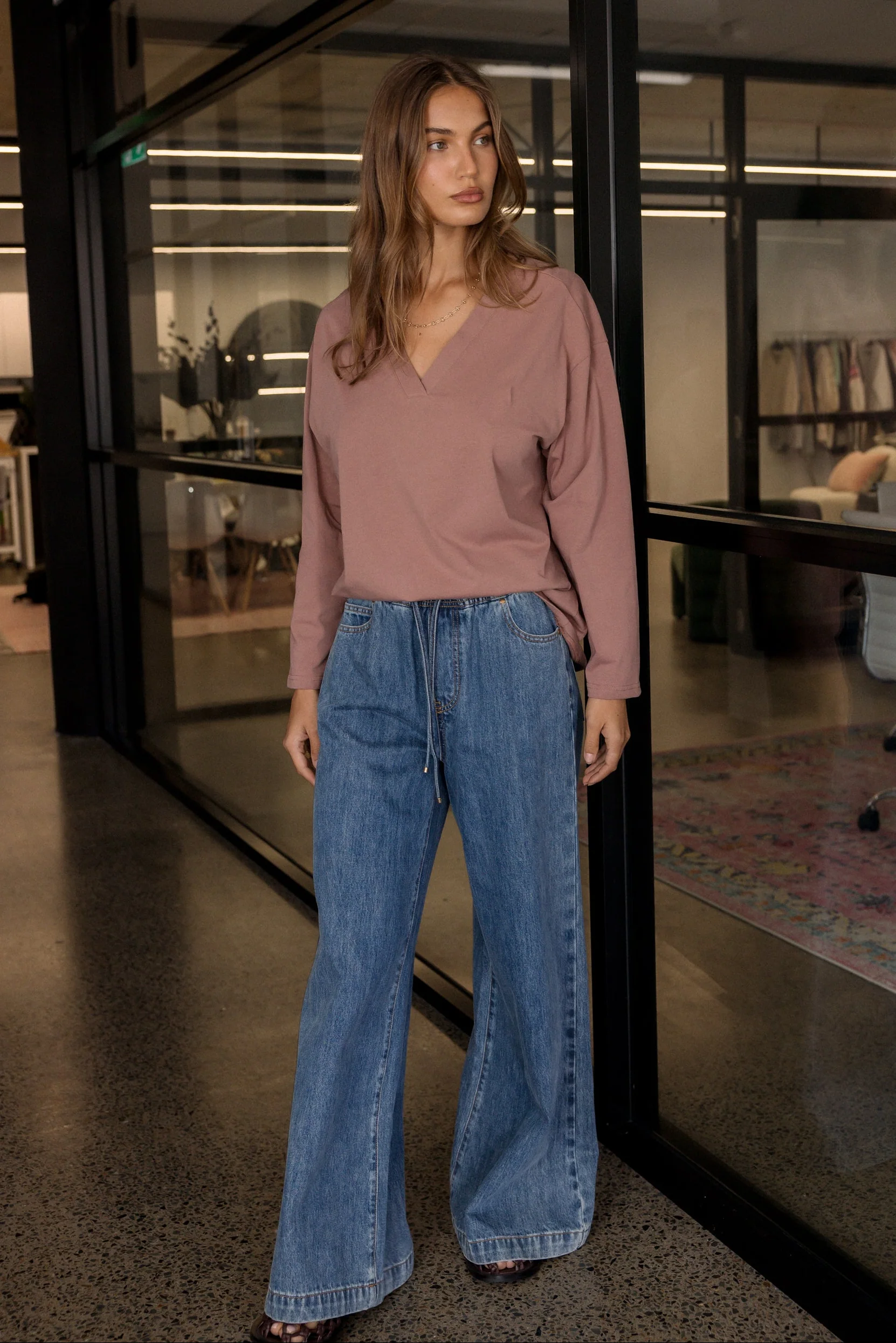 NIX V Long Sleeve Top Mahogany - Image 3