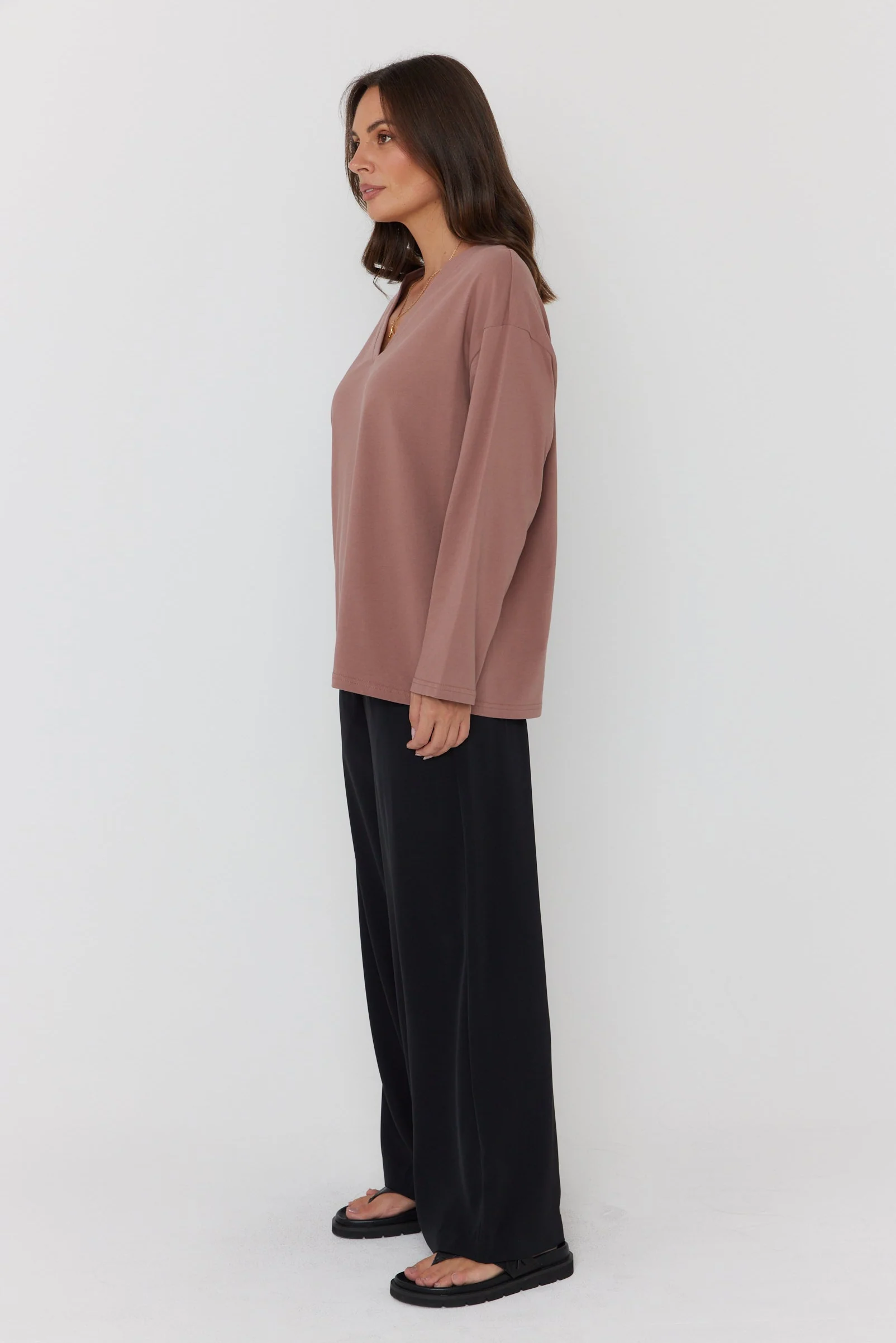 NIX V Long Sleeve Top Mahogany - Image 8