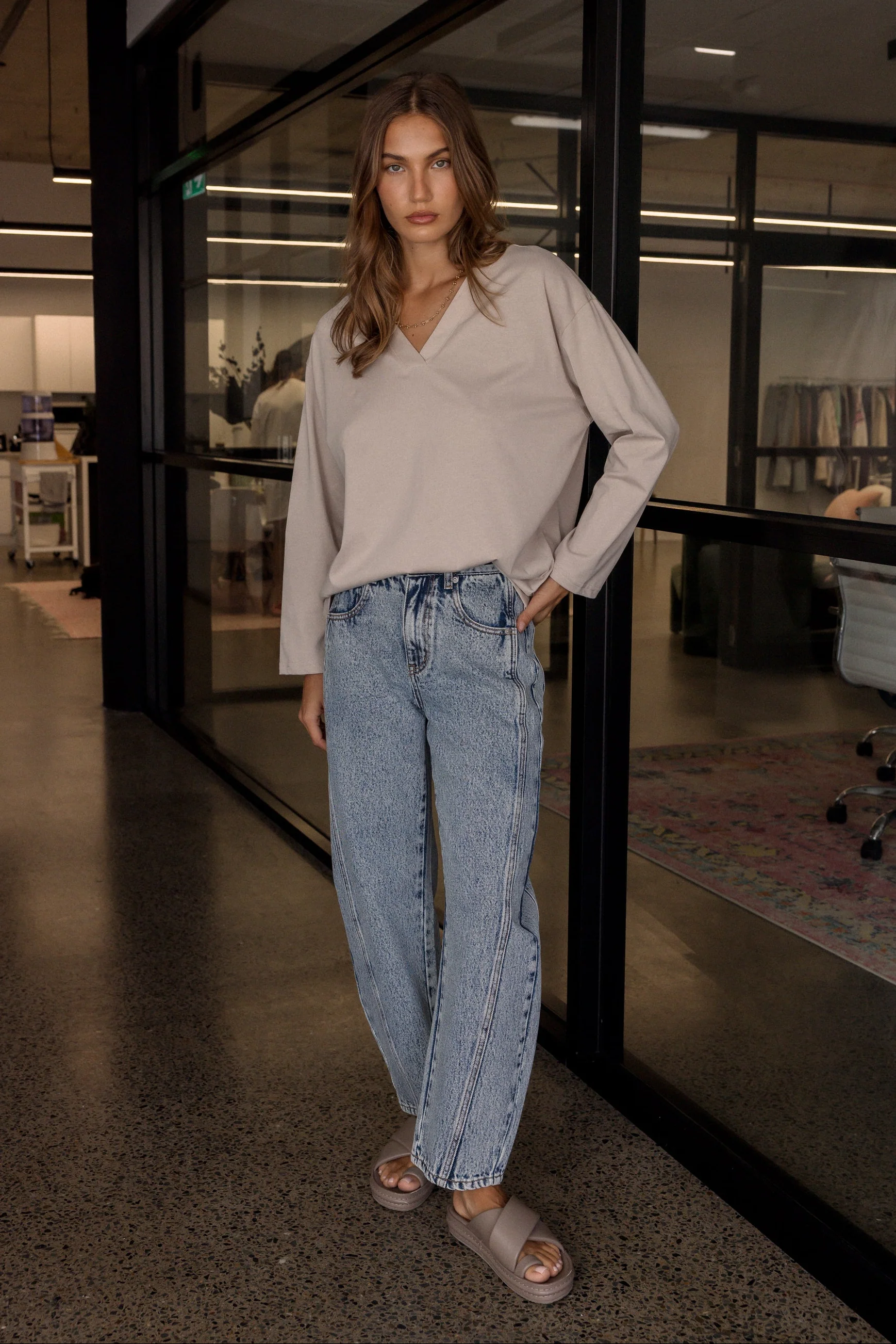 NIX V Long Sleeve Top Stone - Image 2