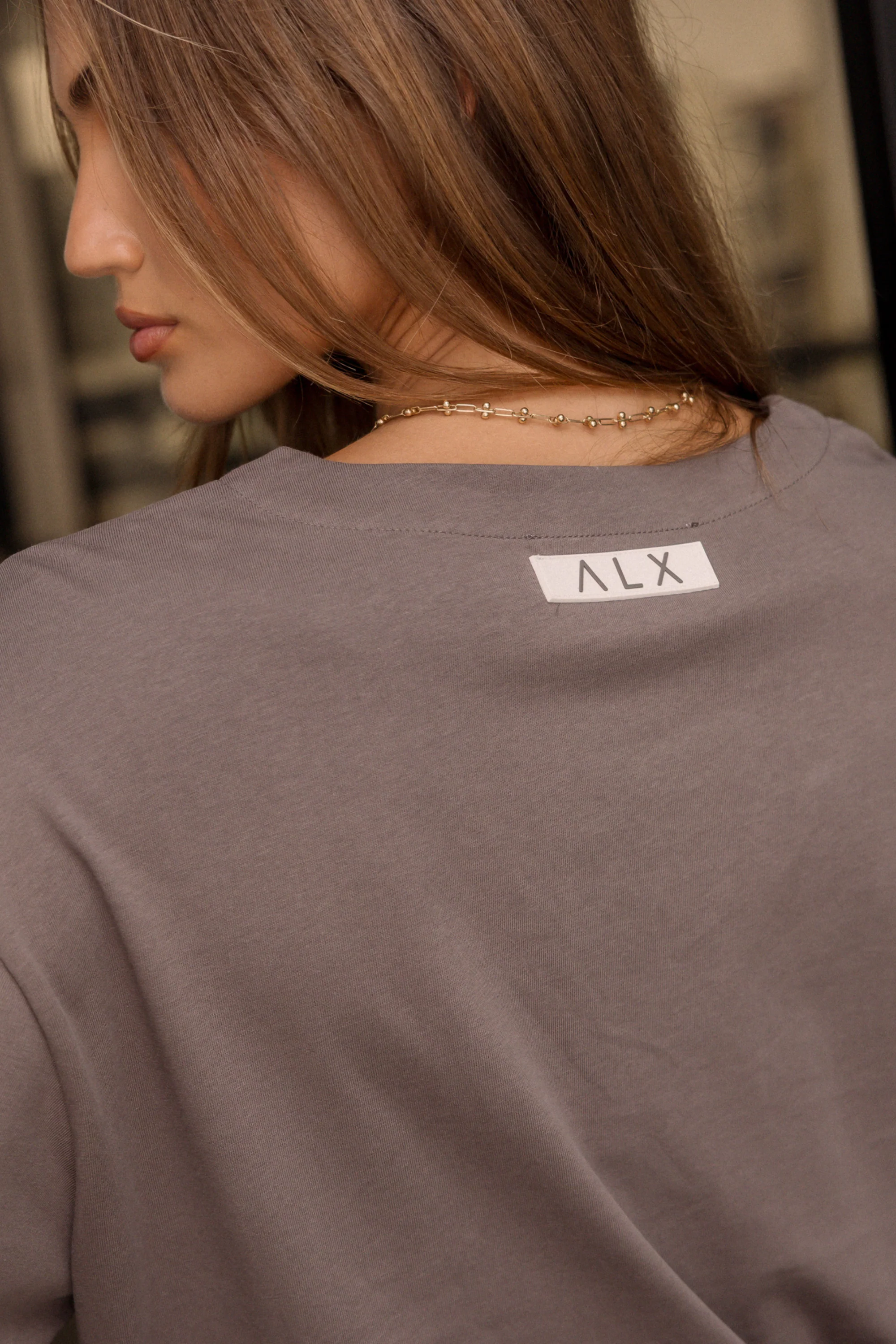 NIX V Long Sleeve Top Taupe Brown - Image 4