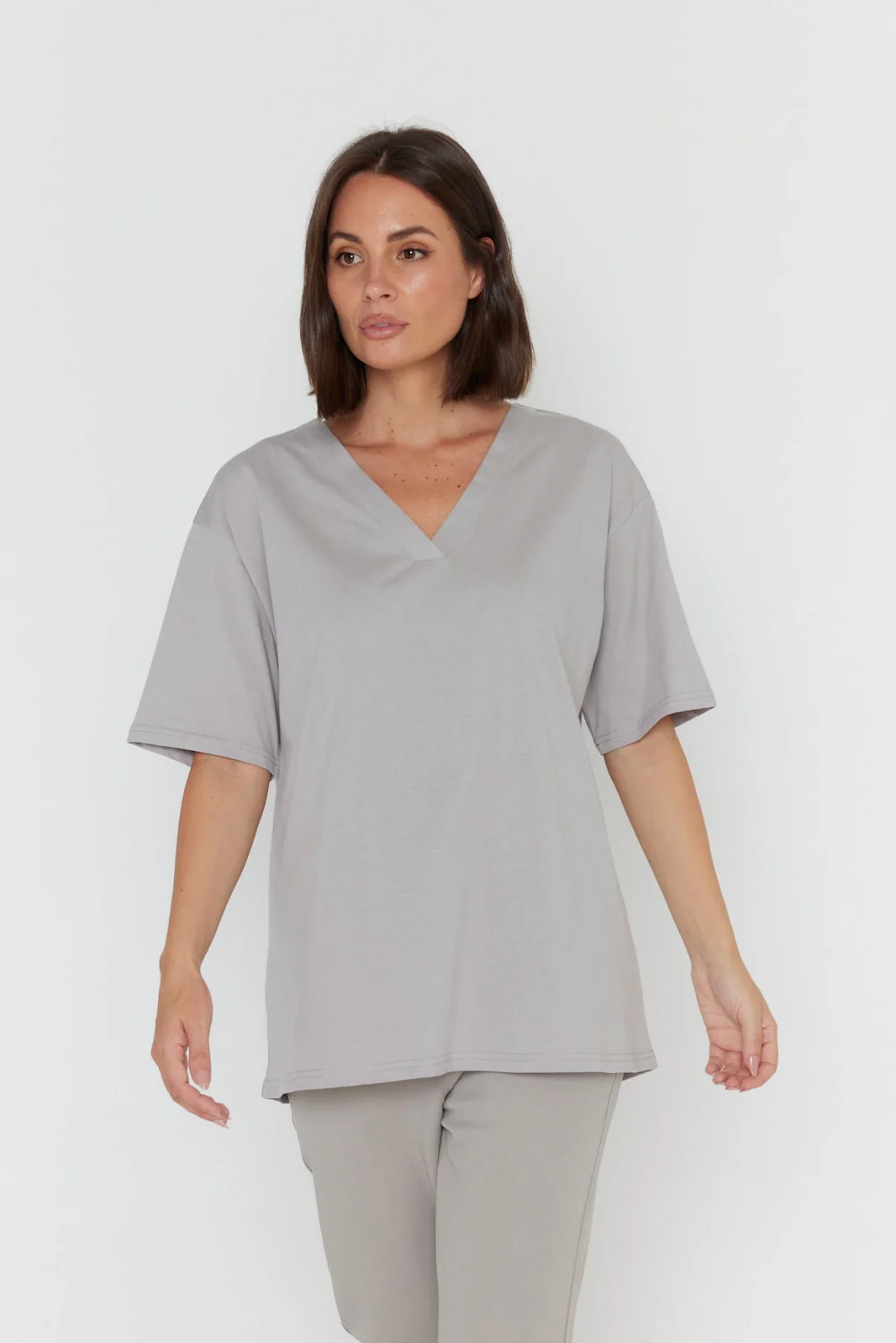 NIX V-Neck T-Shirt Grey - Image 5