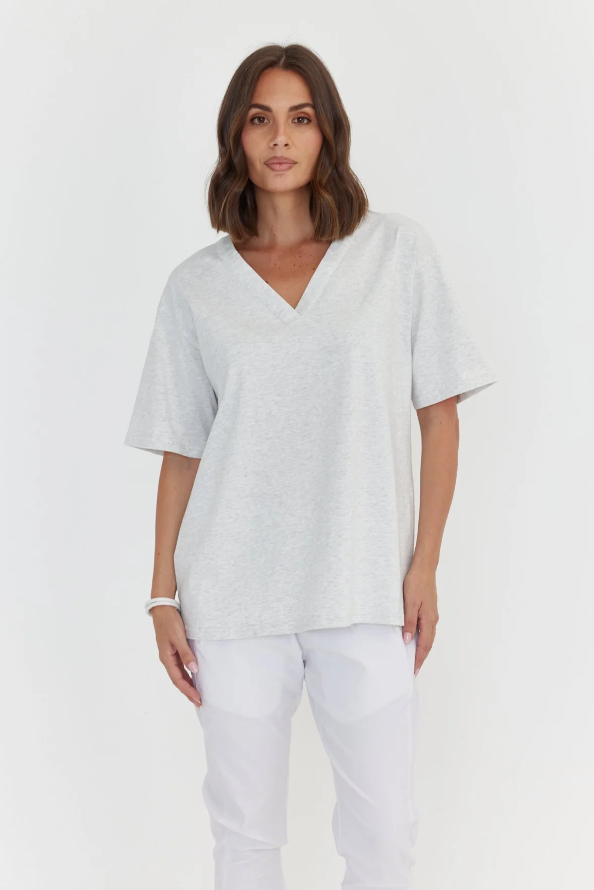 NIX V-Neck T-Shirt Grey Marle - Image 6