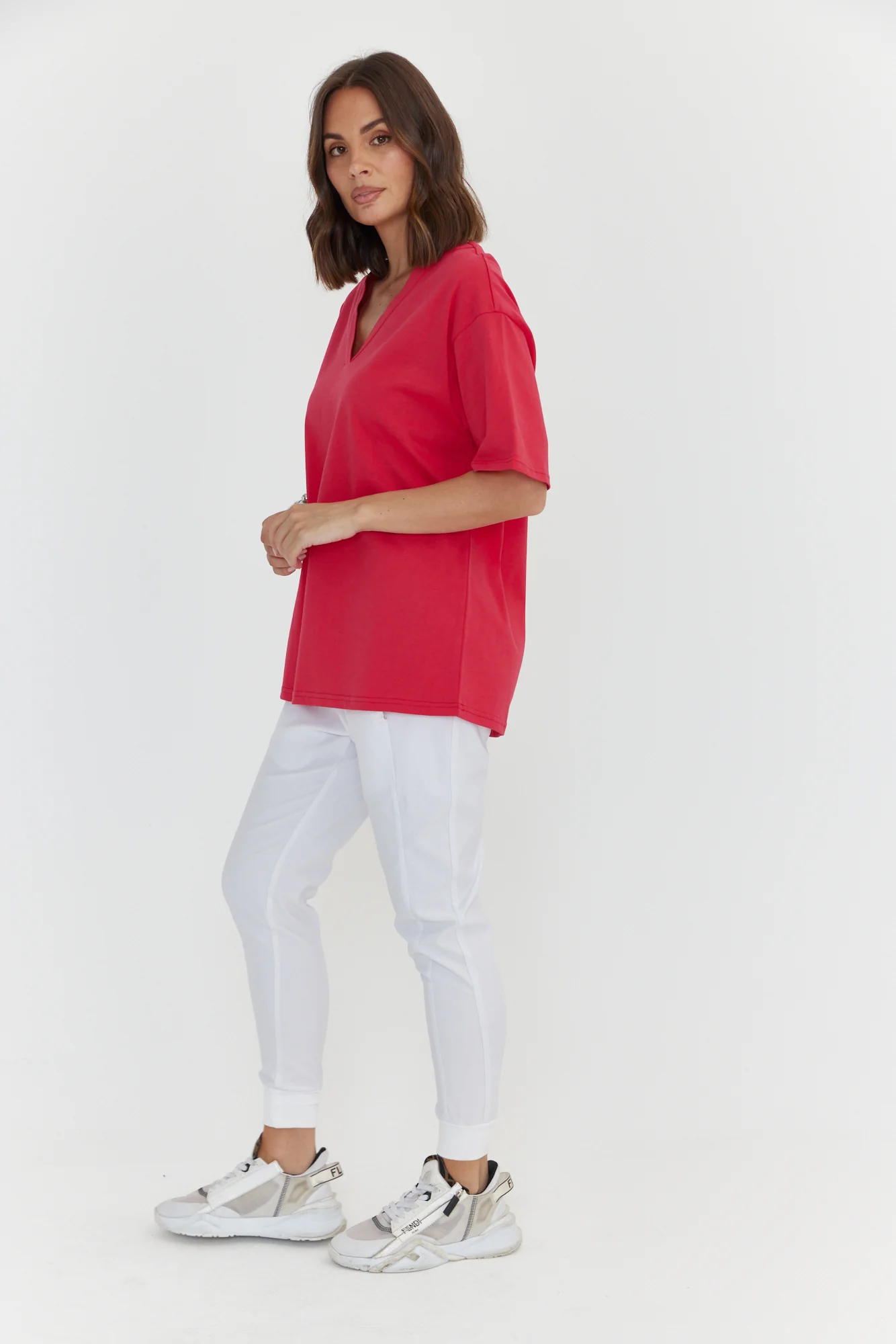 NIX V-Neck T-Shirt Strawberry Red - Image 7
