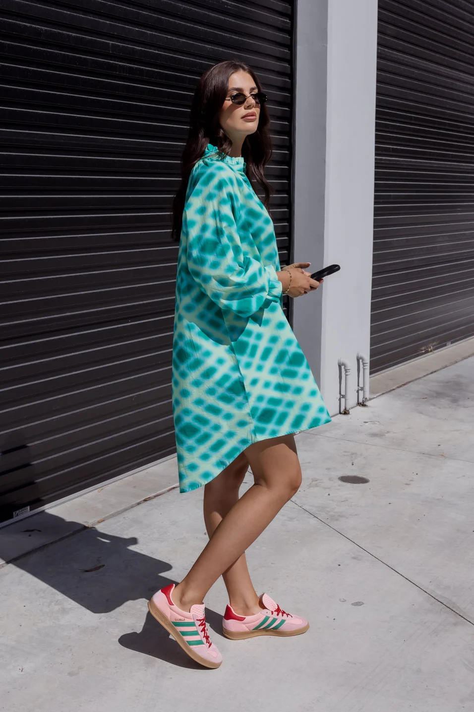 OLLIE Dress Emerald Crosshatch - Image 4