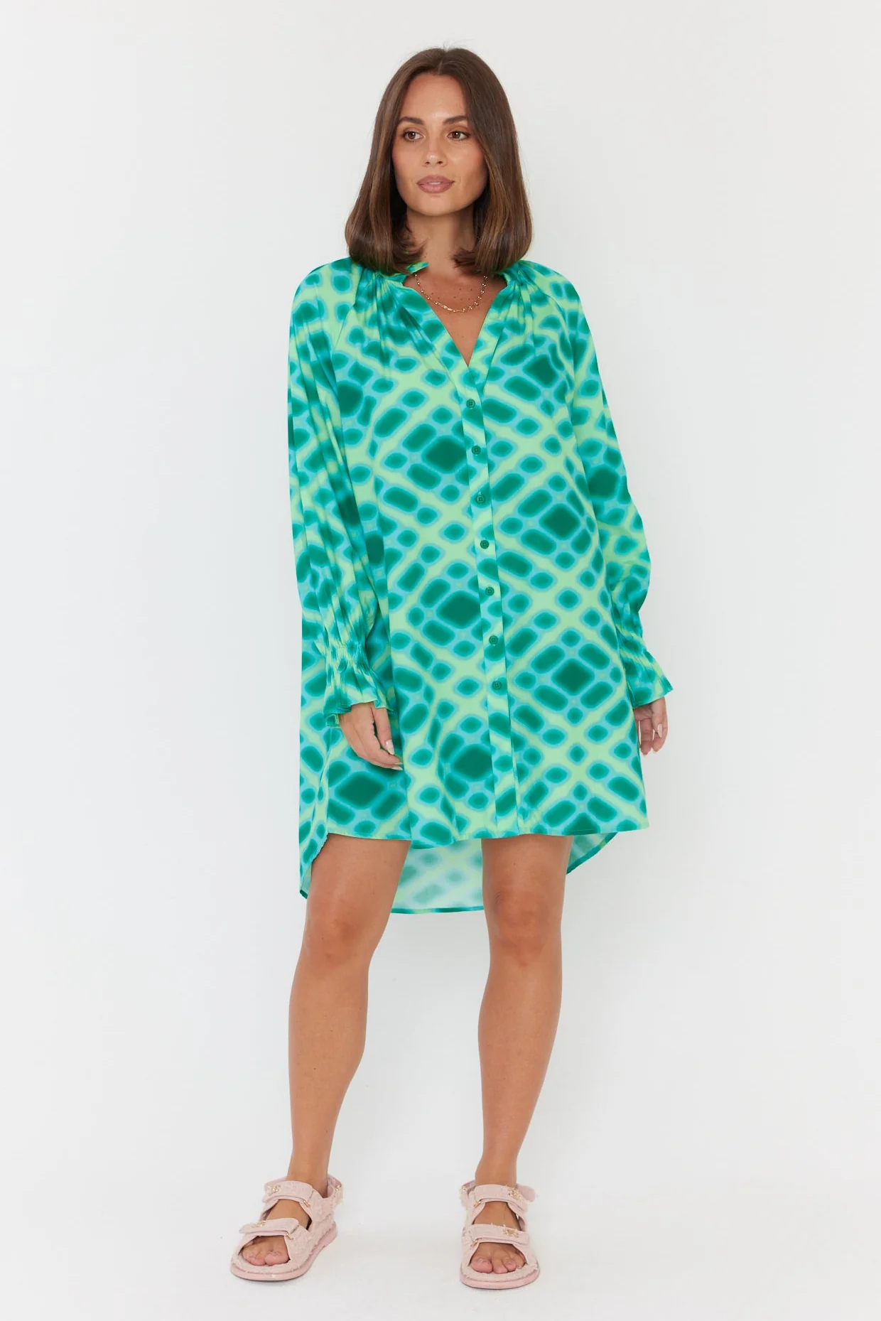 OLLIE Dress Emerald Crosshatch - Image 5